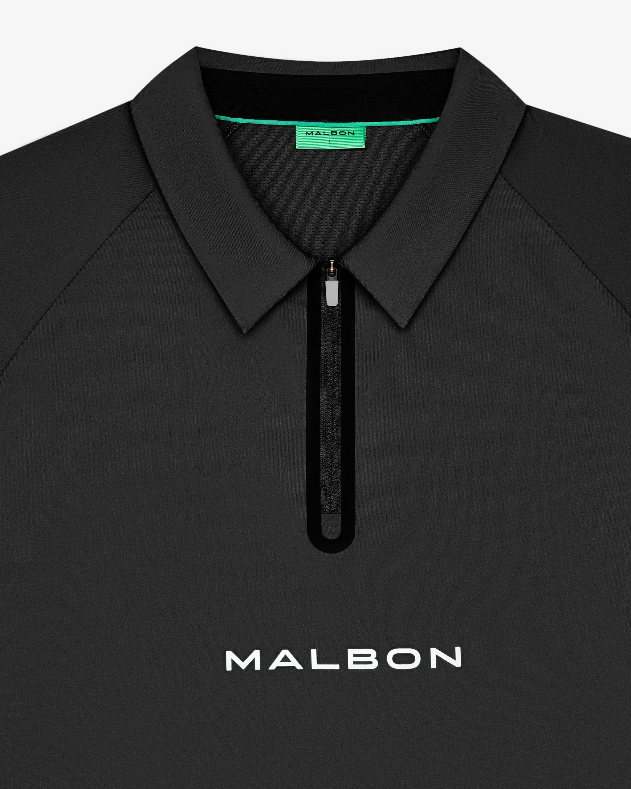 Malbon - Performance Zip Raglan Polo in Black