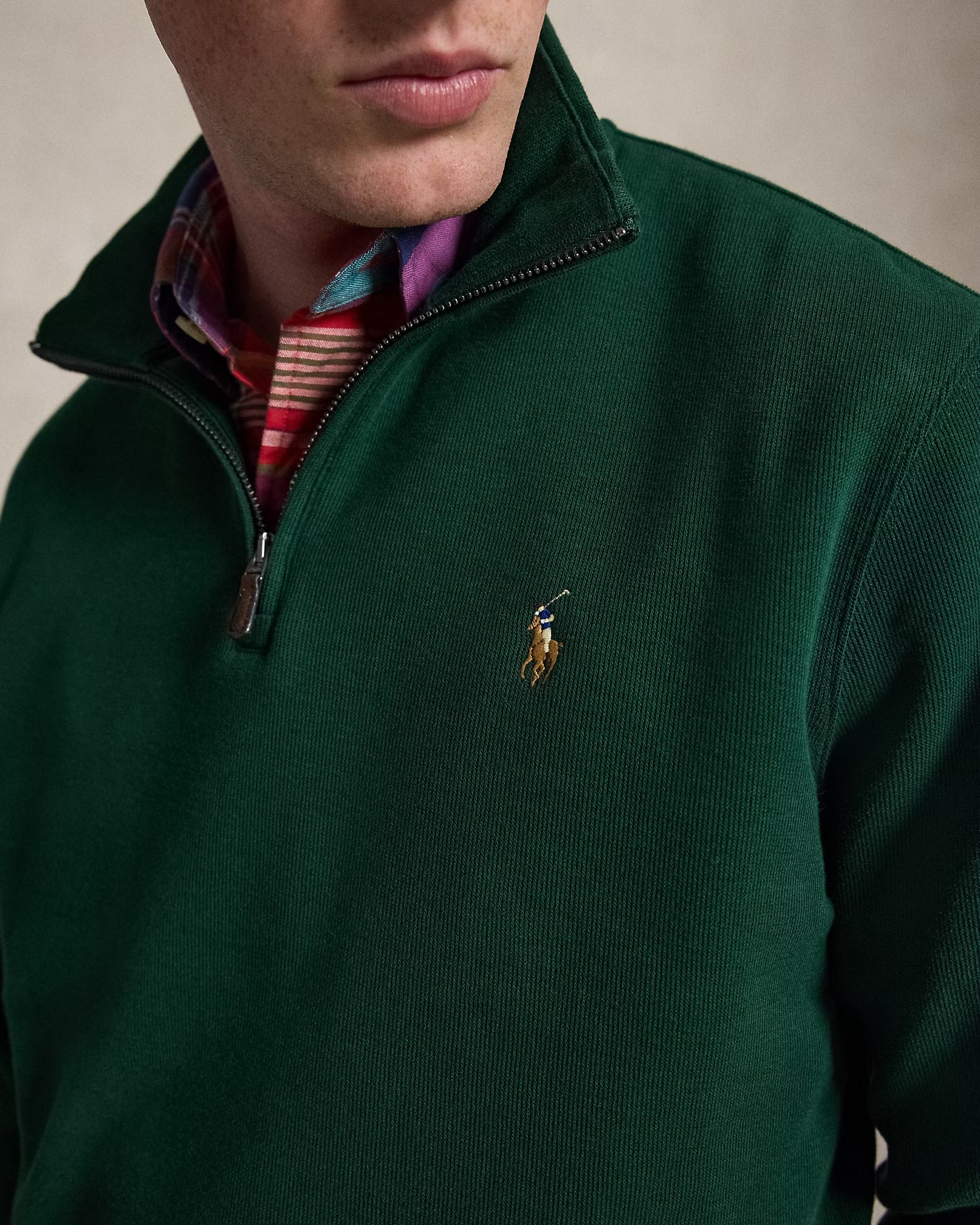Polo Ralph Lauren - Estate-Rib Quarter-Zip Pullover in Moss Agate