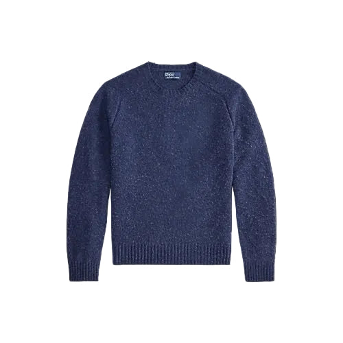 Polo Ralph Lauren - Suede-Patch Wool-Cashmere Sweater in Navy Heather