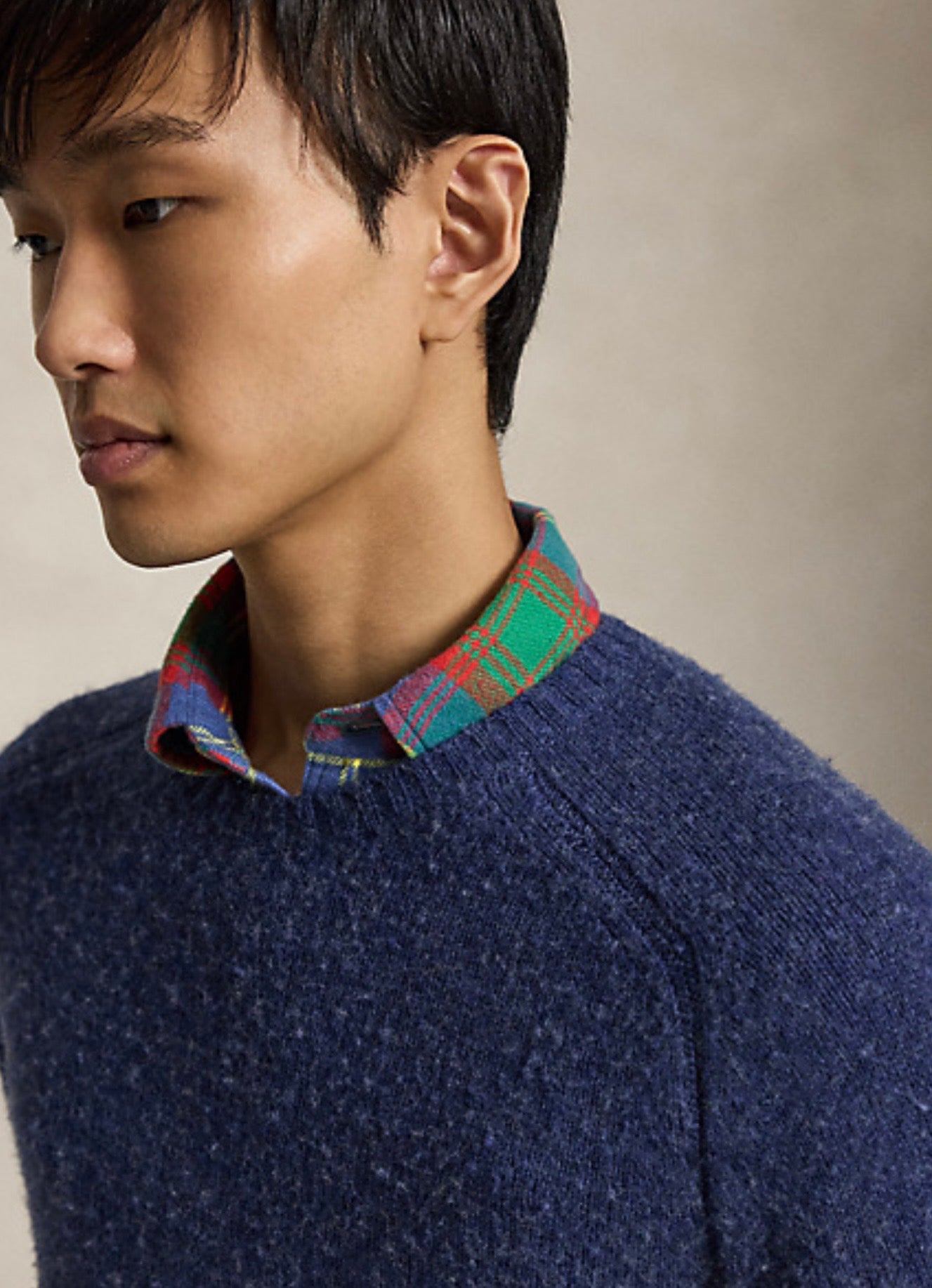 Polo Ralph Lauren - Suede-Patch Wool-Cashmere Sweater in Navy Heather