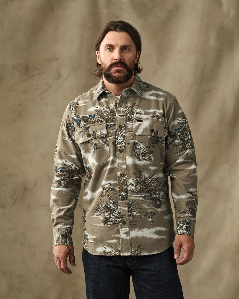 Filson - Field Flannel Shirt in Marsh Olive Print