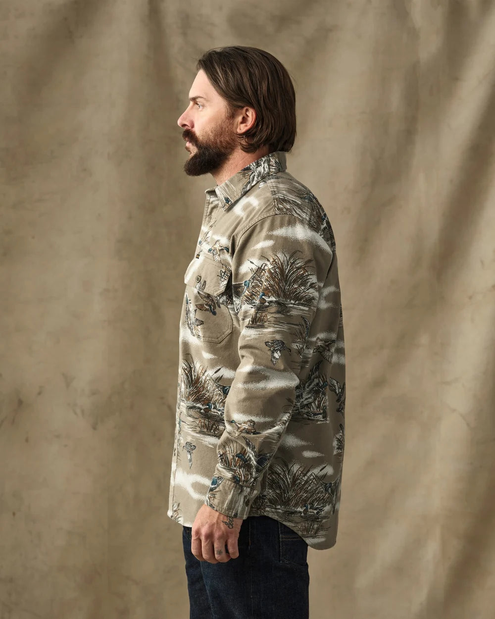 Filson - Field Flannel Shirt in Marsh Olive Print