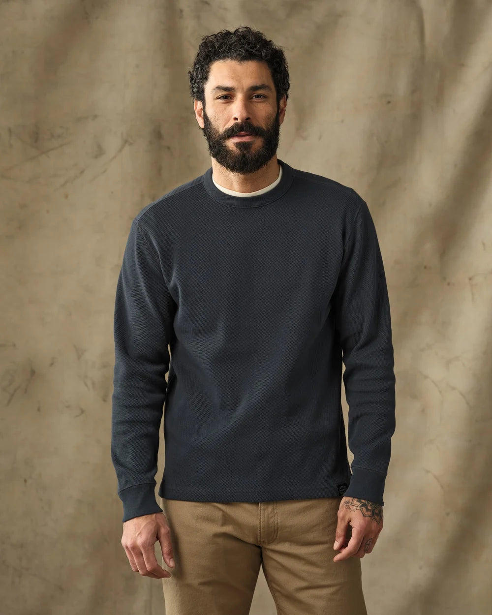 Filson - Waffle Knit Thermal Crewneck in Blue Mussel
