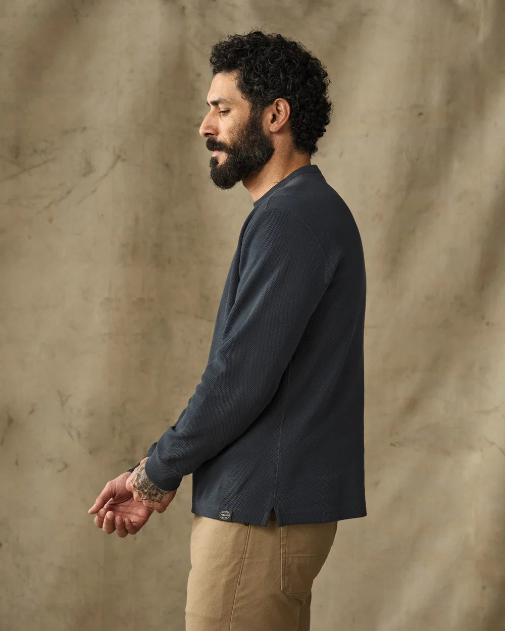 Filson - Waffle Knit Thermal Crewneck in Blue Mussel