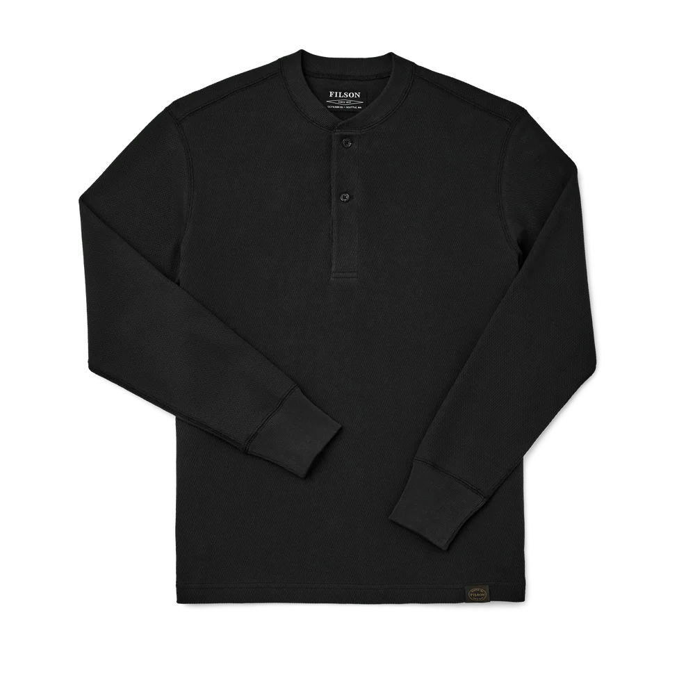 Filson - Waffle Knit Henley in Faded Black
