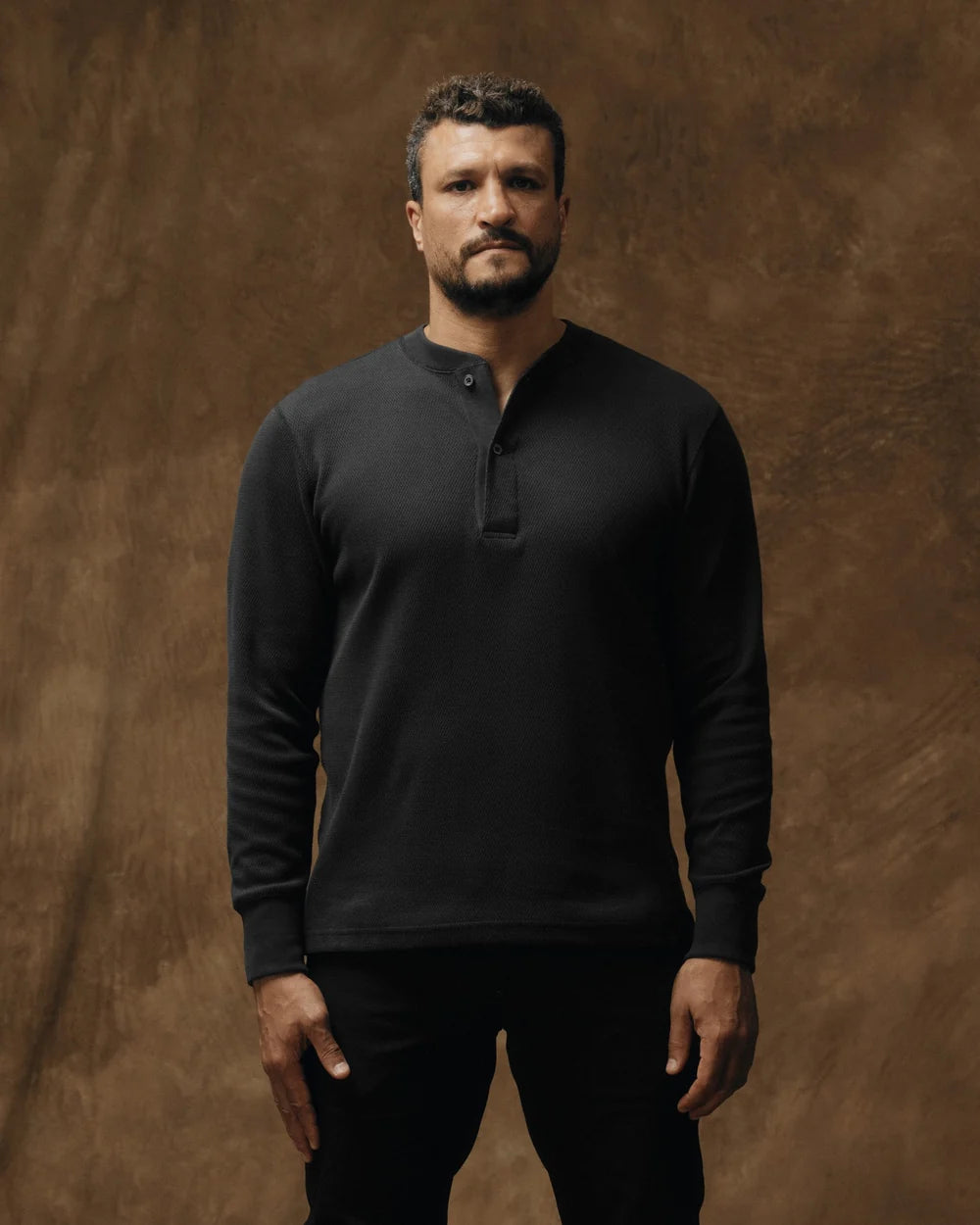 Filson - Waffle Knit Henley in Faded Black