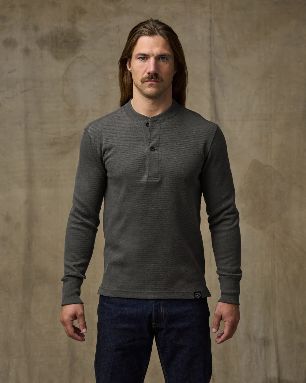Filson - Waffle Knit Henley in Charcoal