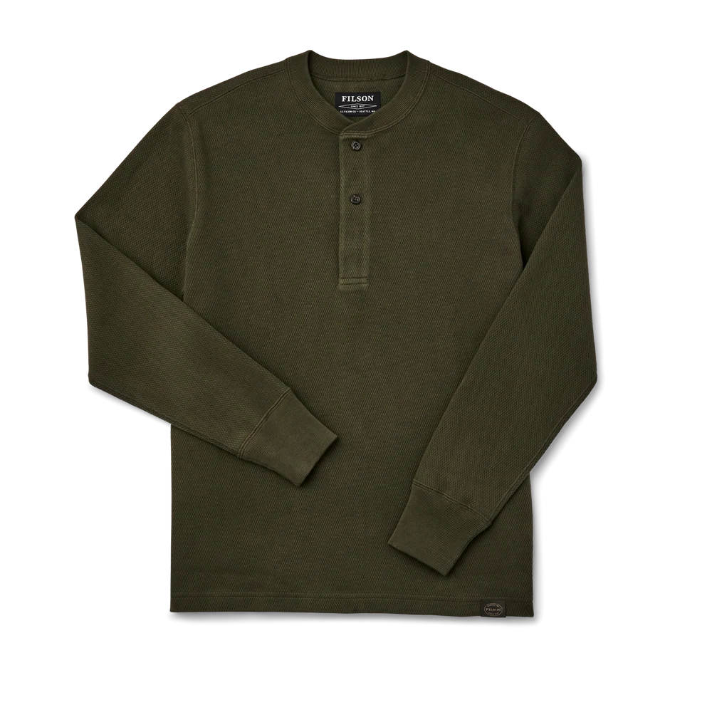 Filson - Waffle Knit Henley in Mossy Rock