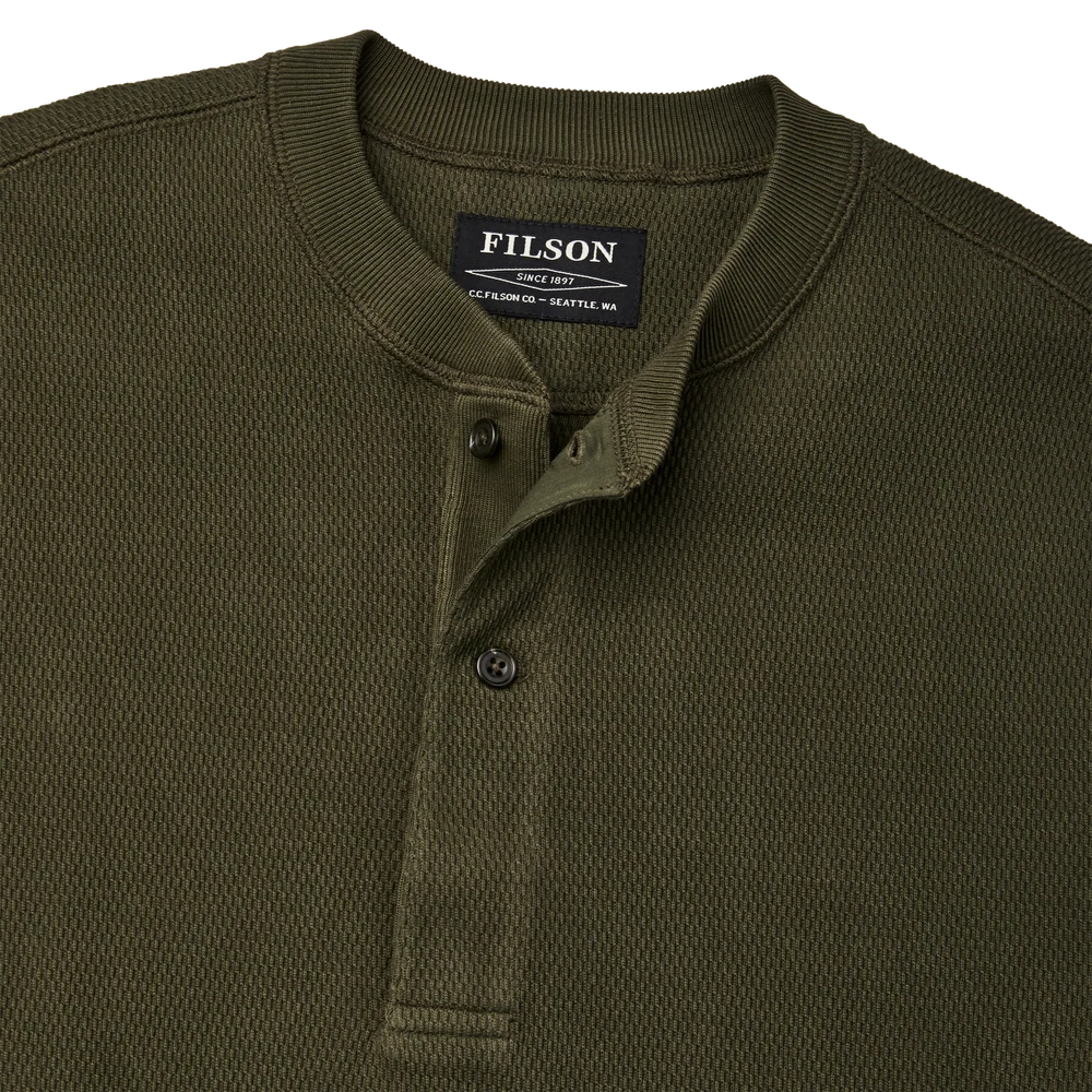 Filson - Waffle Knit Henley in Mossy Rock
