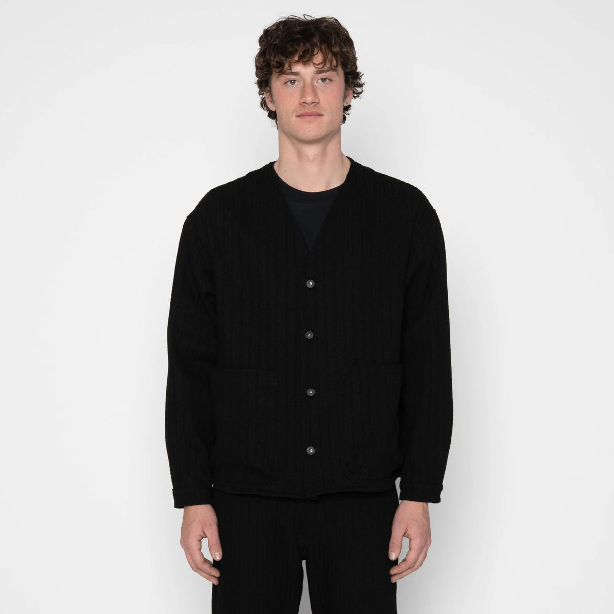Naked & Famous Denim - Wise Guy Shirt in Black Sugiaya