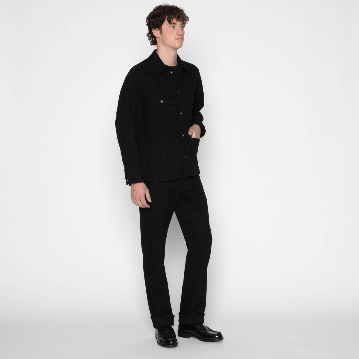 Naked & Famous Denim - Chore Coat in Black Sugiaya