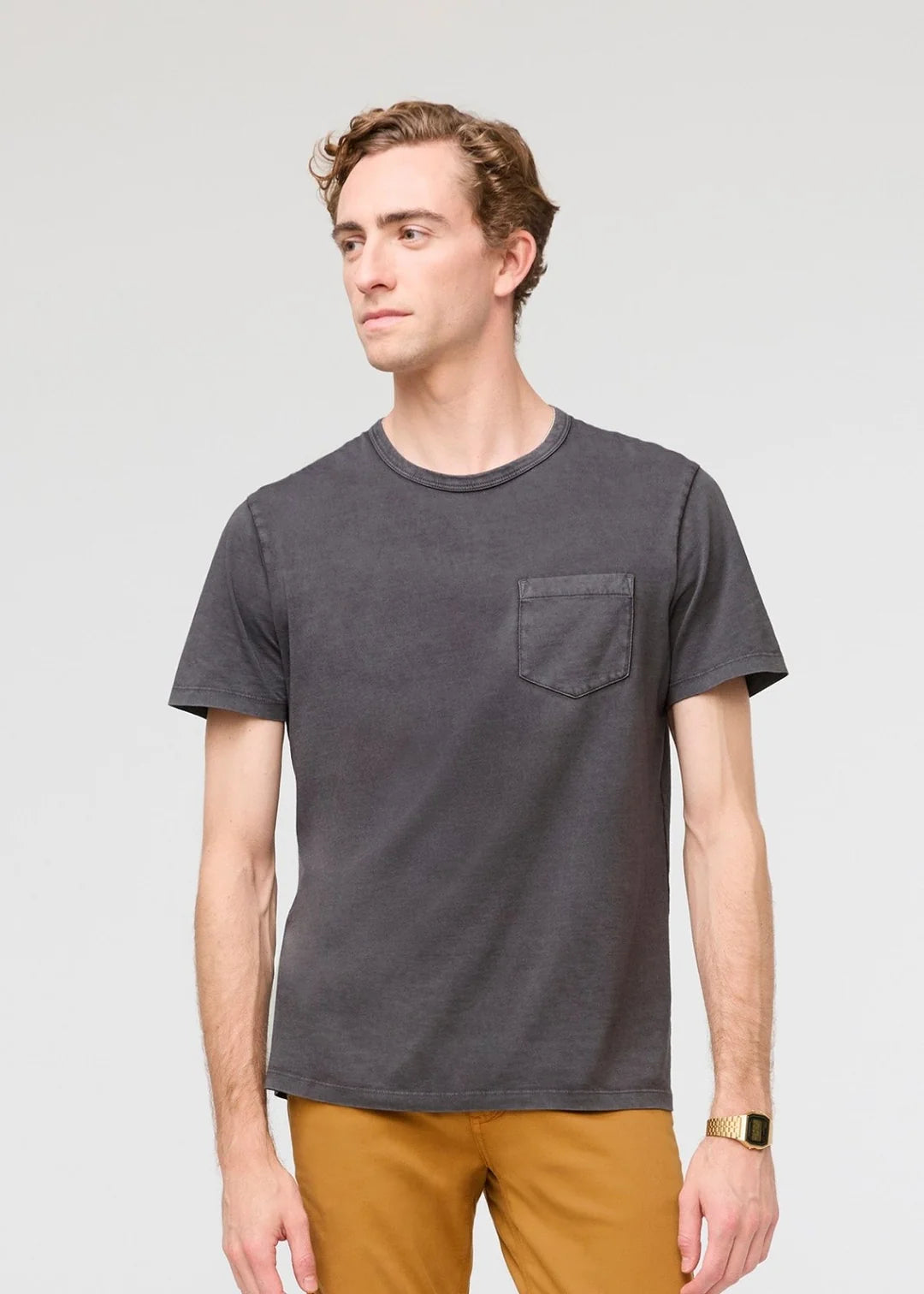 Duer - PurePima Pocket Tee in Washed Grey