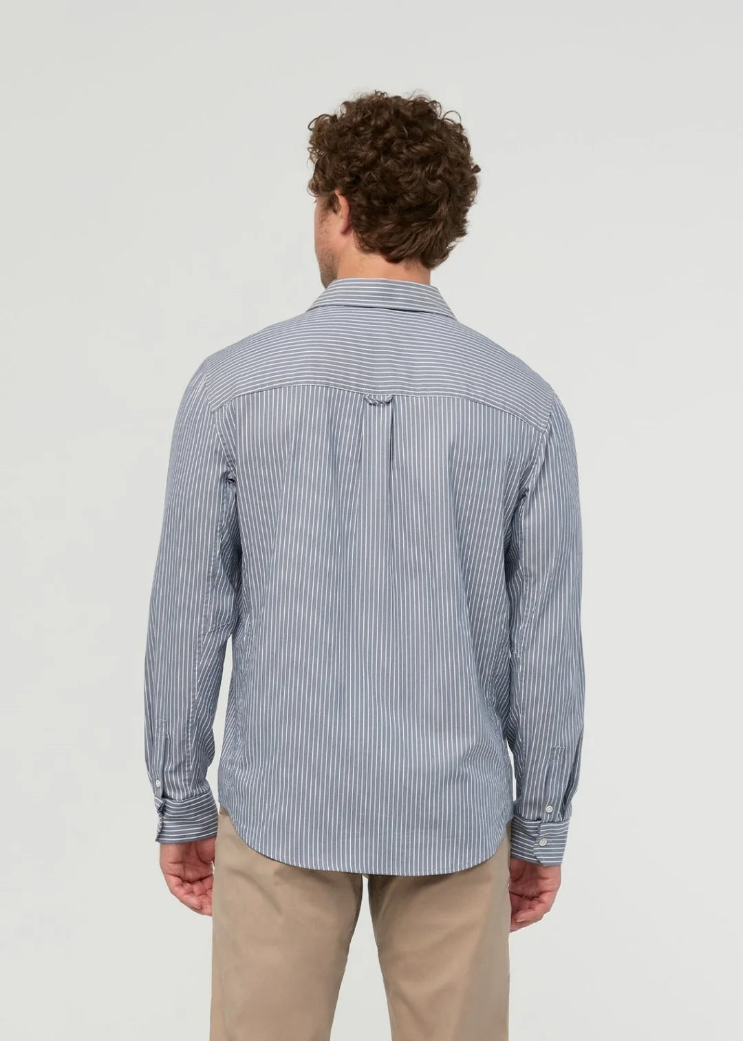 Duer - Cloudweight Twill One Pocket Shirt in Slate Blue Fine Stripe