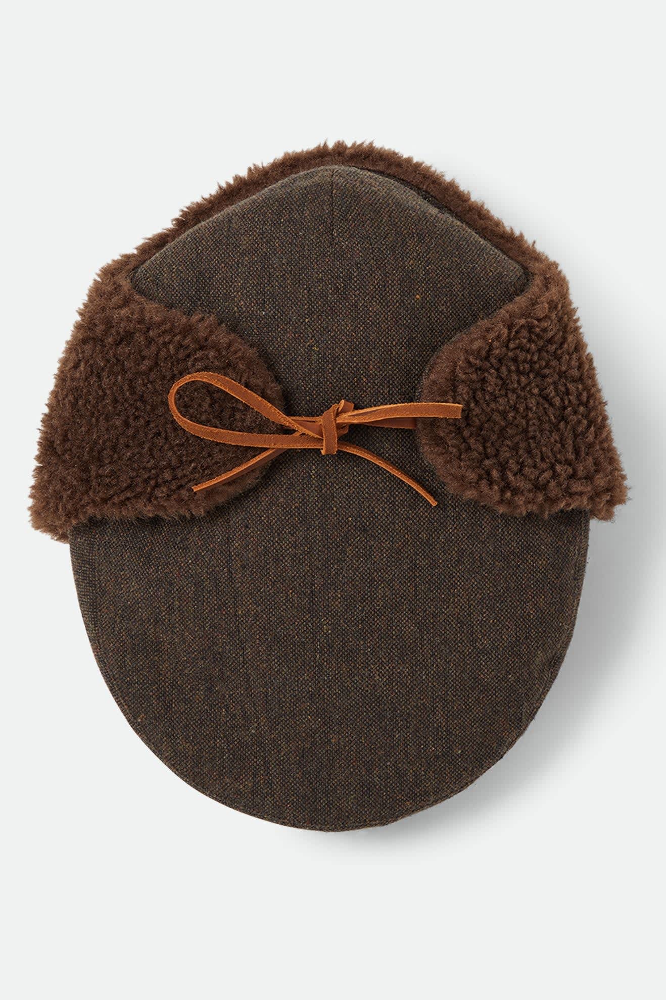 Brixton - Barrel Earflap Snap Cap in Brown Tweed