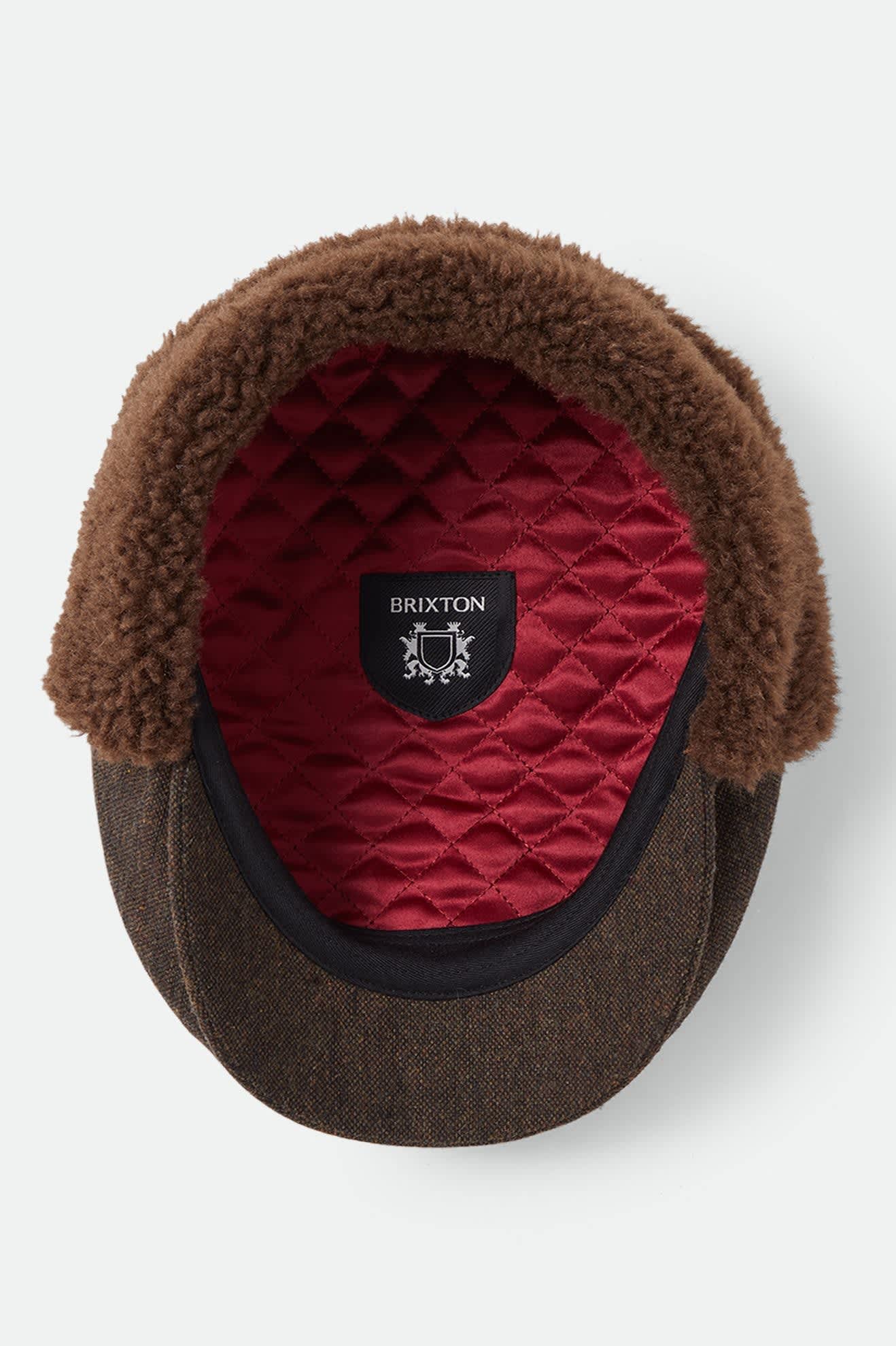 Brixton - Barrel Earflap Snap Cap in Brown Tweed