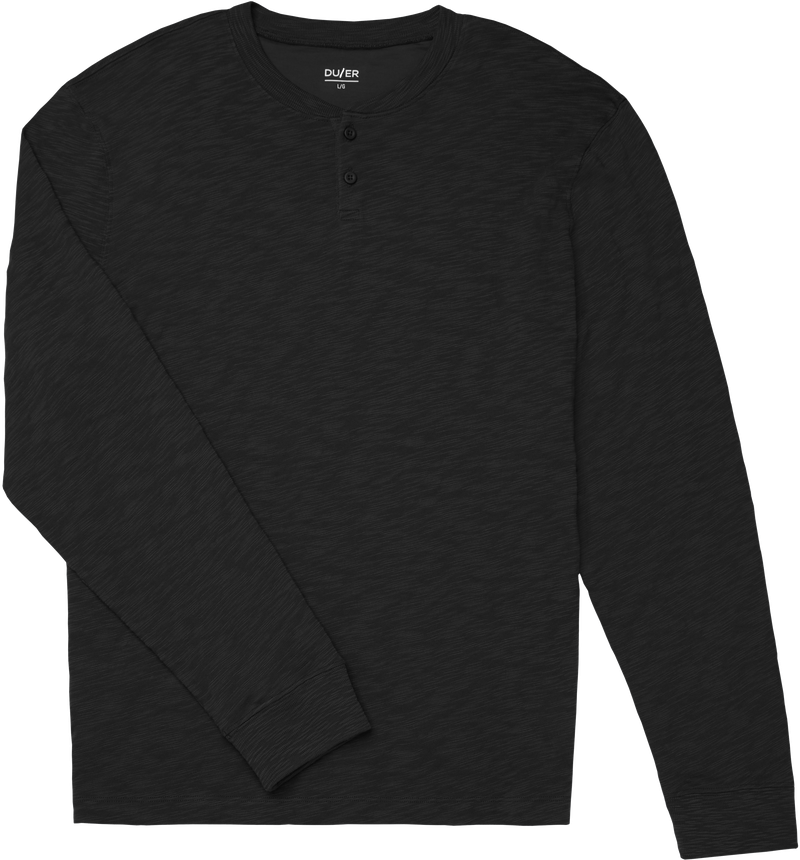 Duer - Midweight Slub Jersey Henley in Black