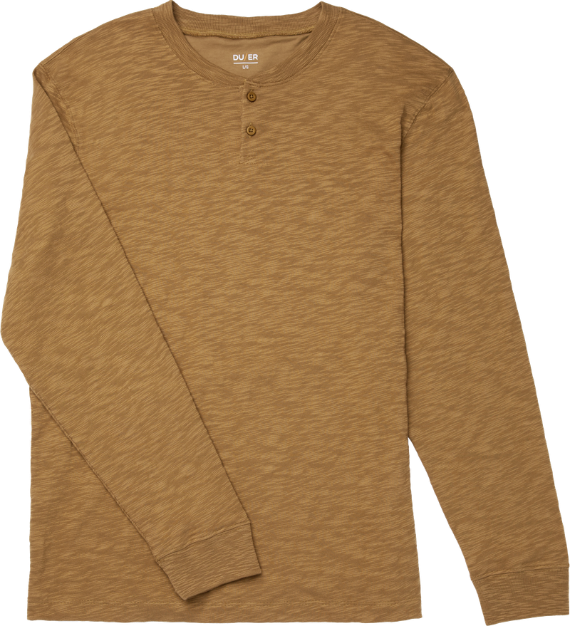 Duer - Midweight Slub Jersey Henley in Caramel