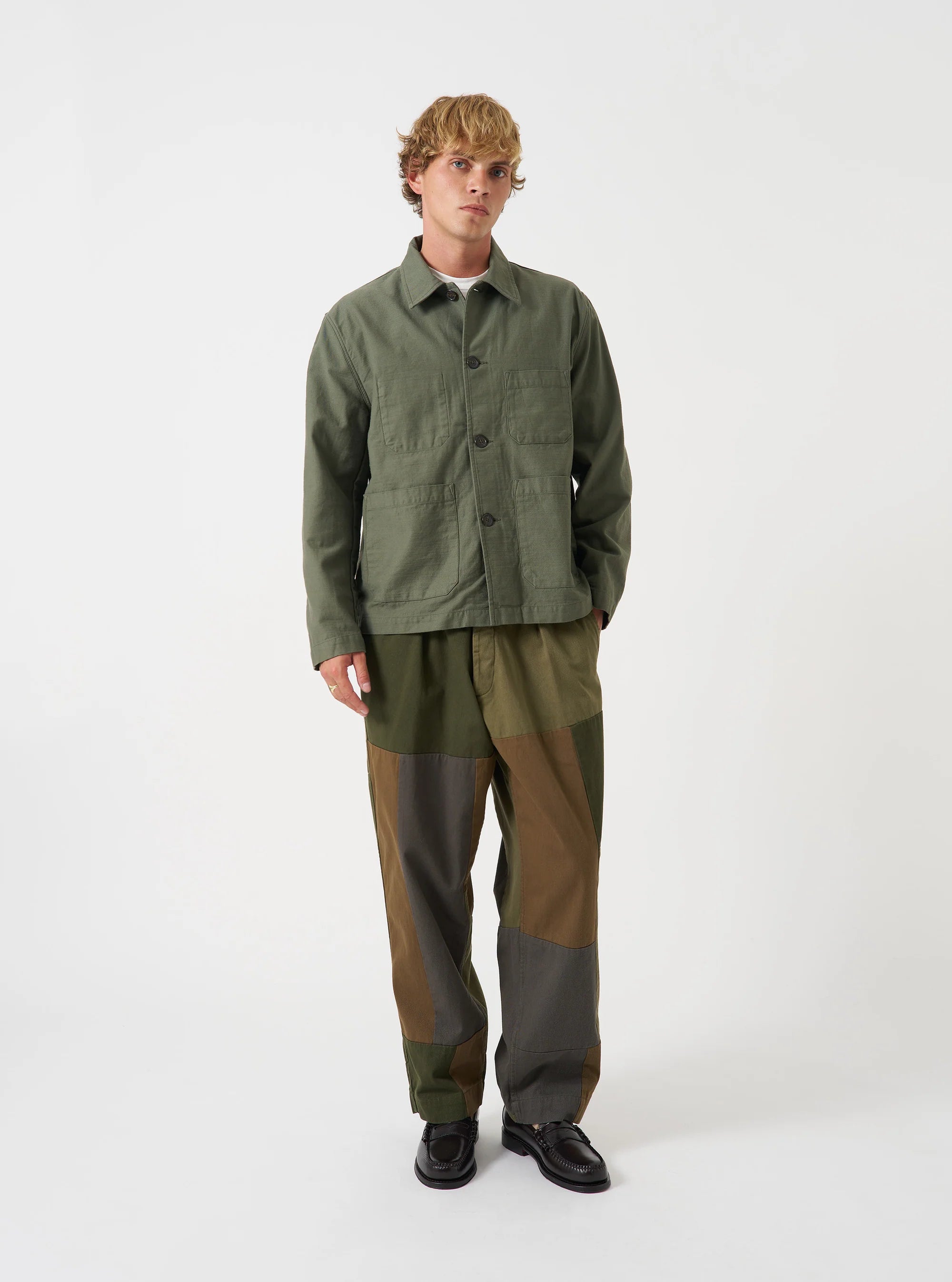 Universal Works - Ives Jacket in Olive Slub Sateen