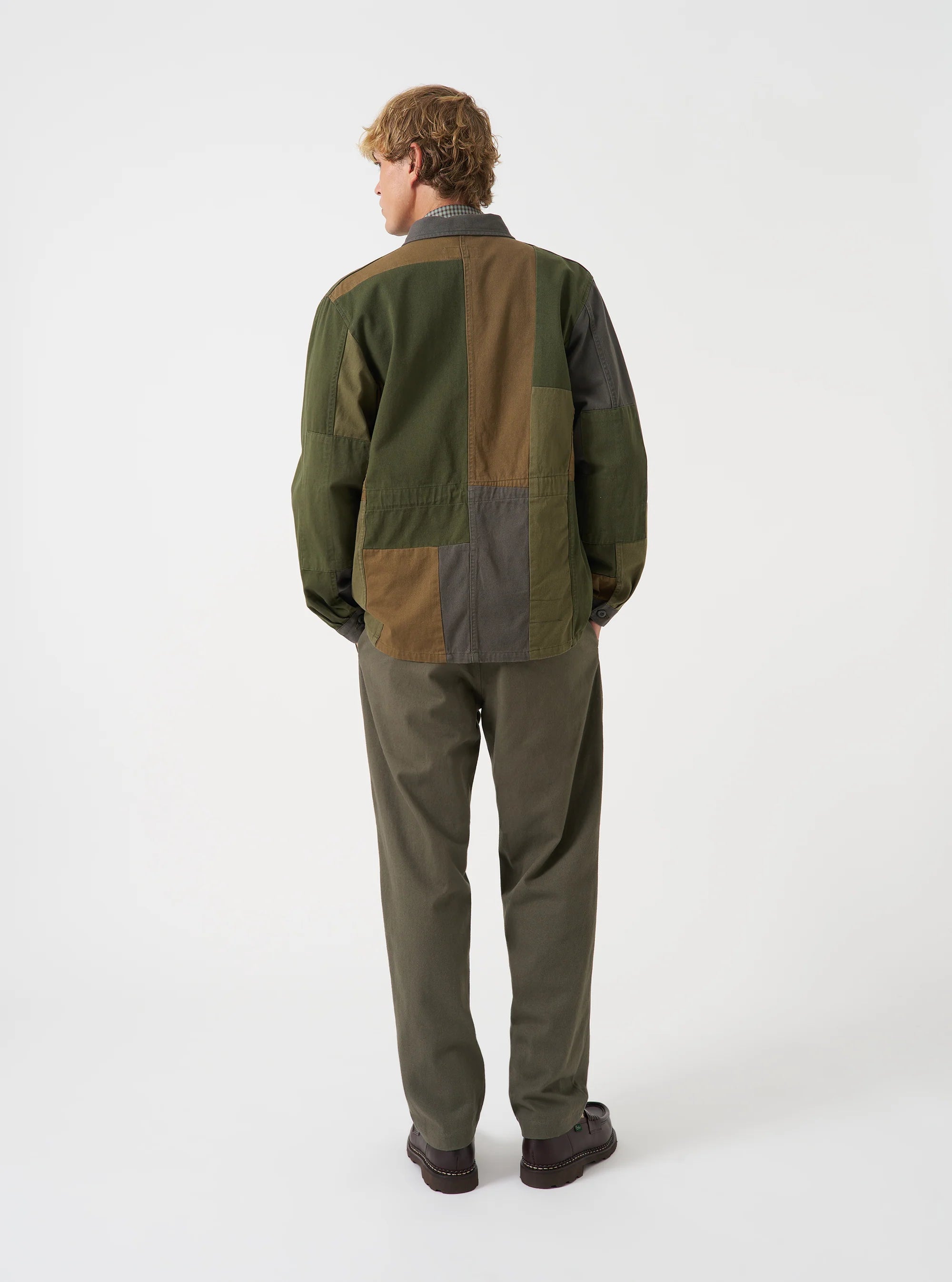 Universal Works - MW Fatigue Jacket in Olive Patchwork Twill