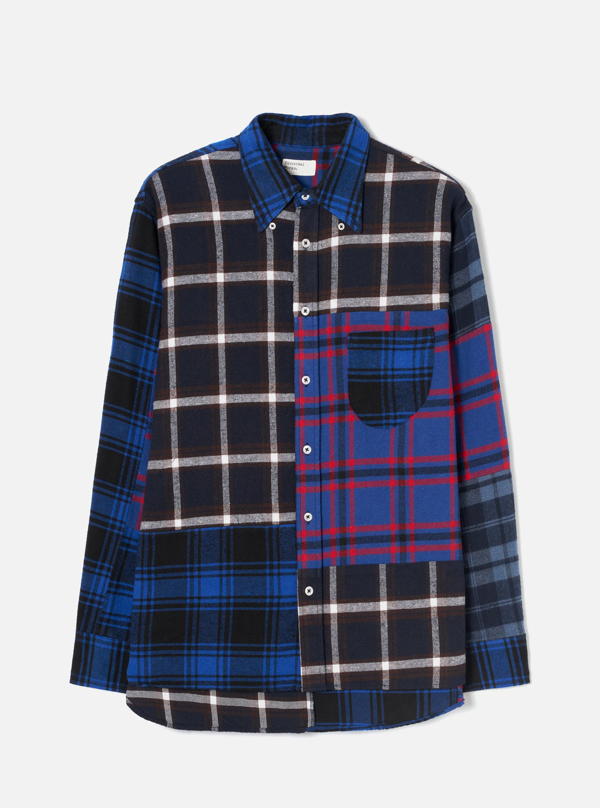 Universal Works - Lazy Day Shirt in Blue Patchwork Check