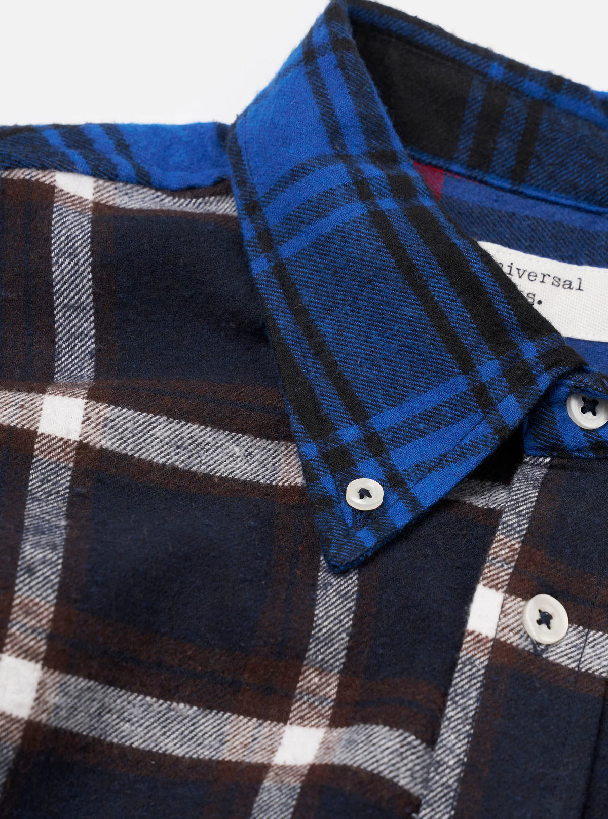 Universal Works - Lazy Day Shirt in Blue Patchwork Check