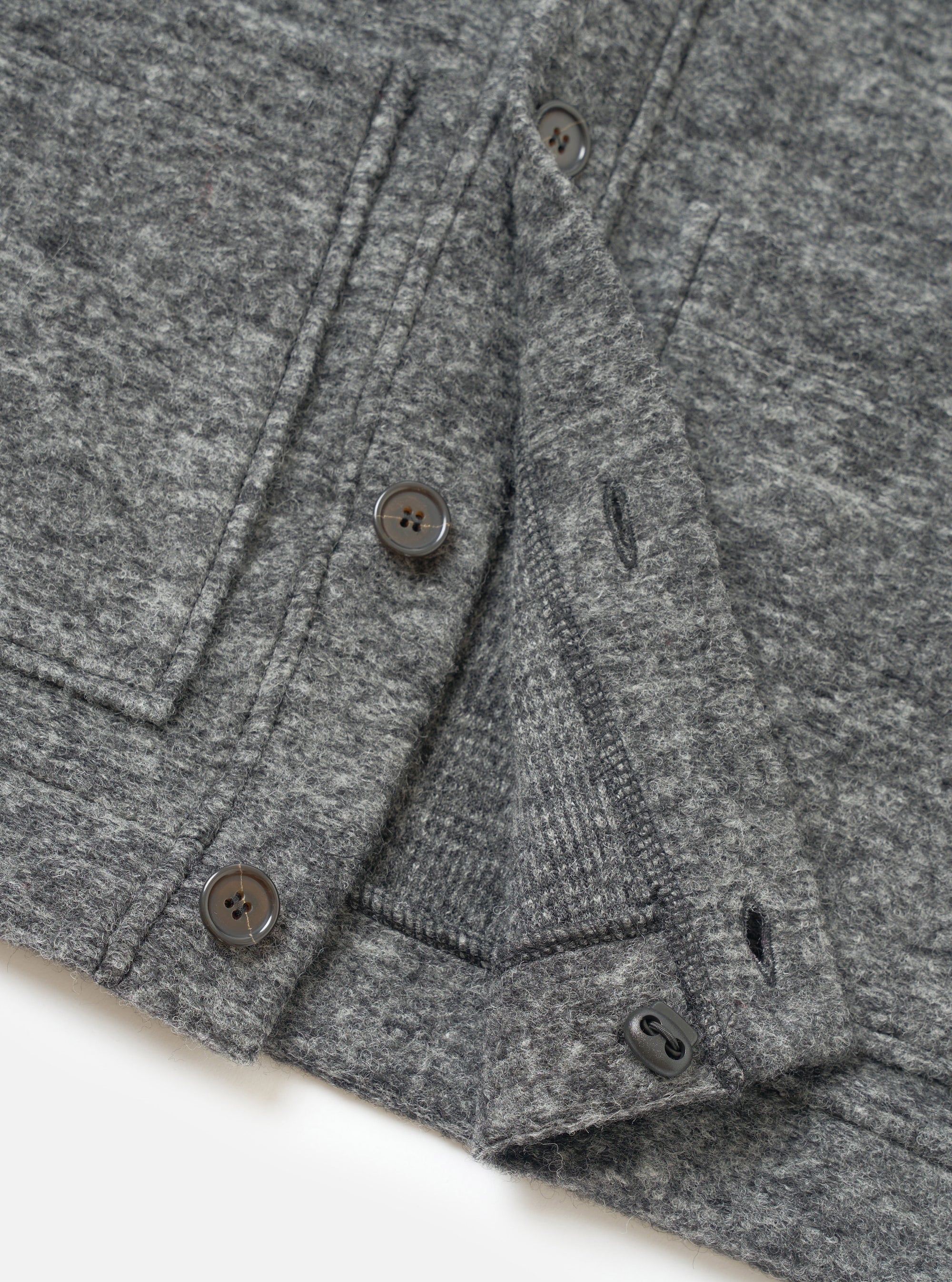 Universal Works - Advance Cardigan in Grey Marl Wool Mix Knit