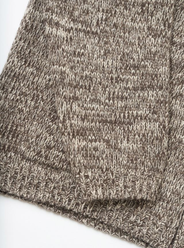 Universal Works- Zip Cardigan in Brown/Ecru Lambswool
