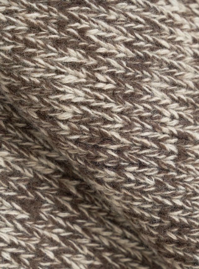Universal Works- Zip Cardigan in Brown/Ecru Lambswool
