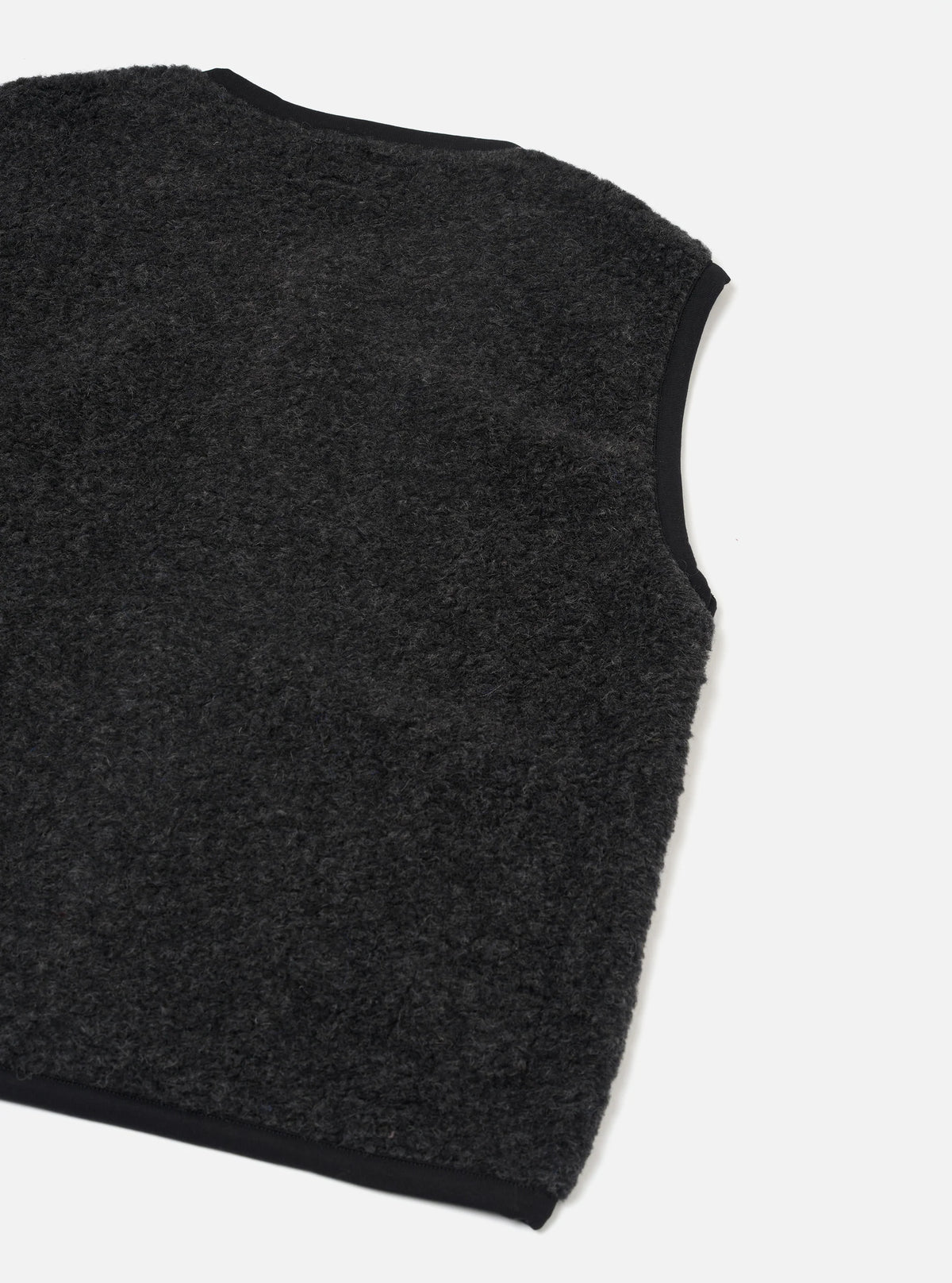 Universal Works - Lancaster Gilet in Charcoal Bouclet Fleece