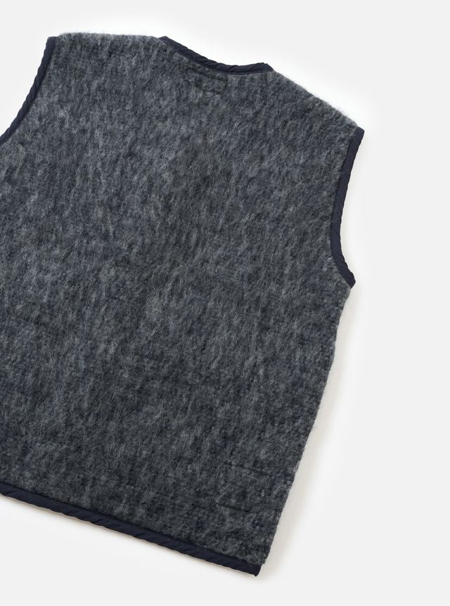Universal Works - Lancaster Gilet in Losso Mohair Mix in Navy/Pale Grey