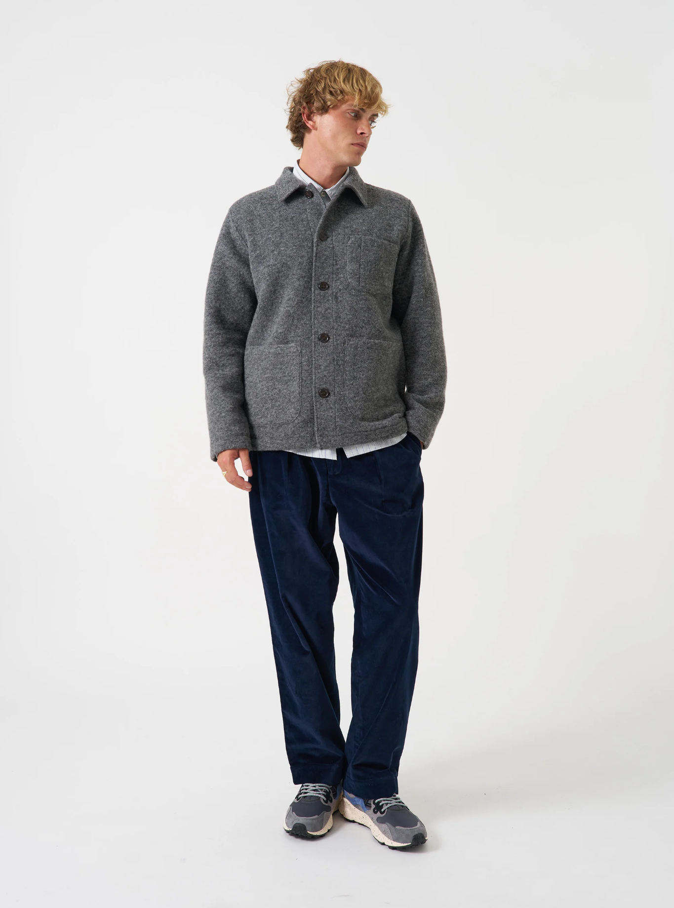 Universal Works - Field Jacket in Grey Marl Fleece