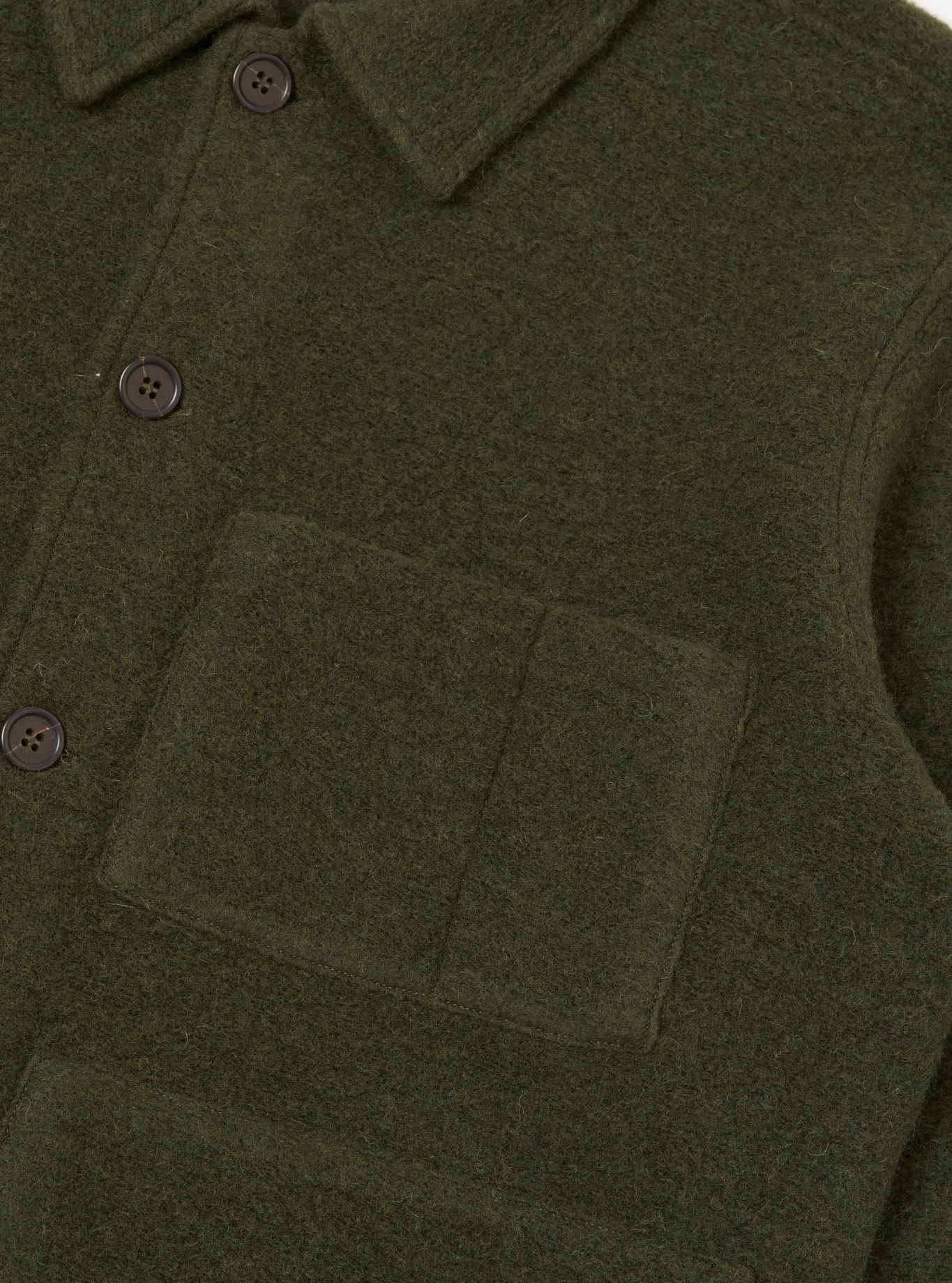 Universal Works - Uniform Jacket in Olive Wool Fleece