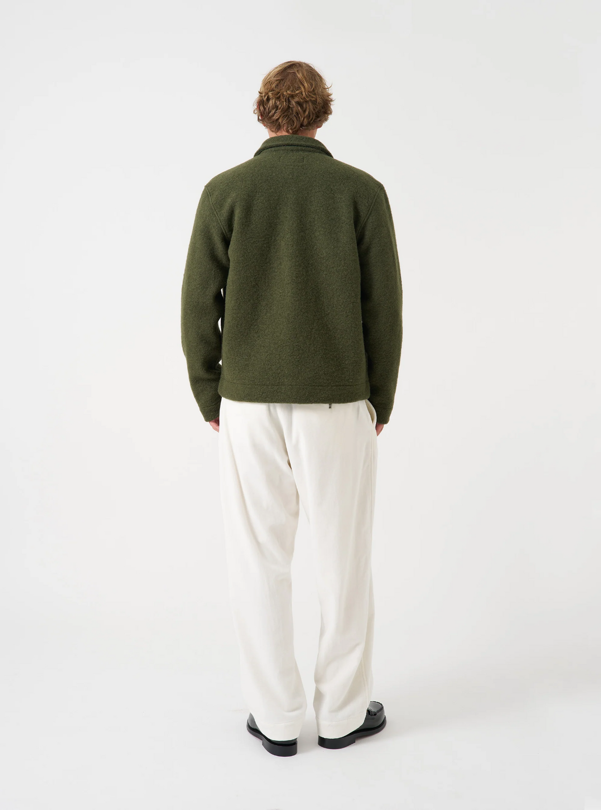 Universal Works - Uniform Jacket in Olive Wool Fleece
