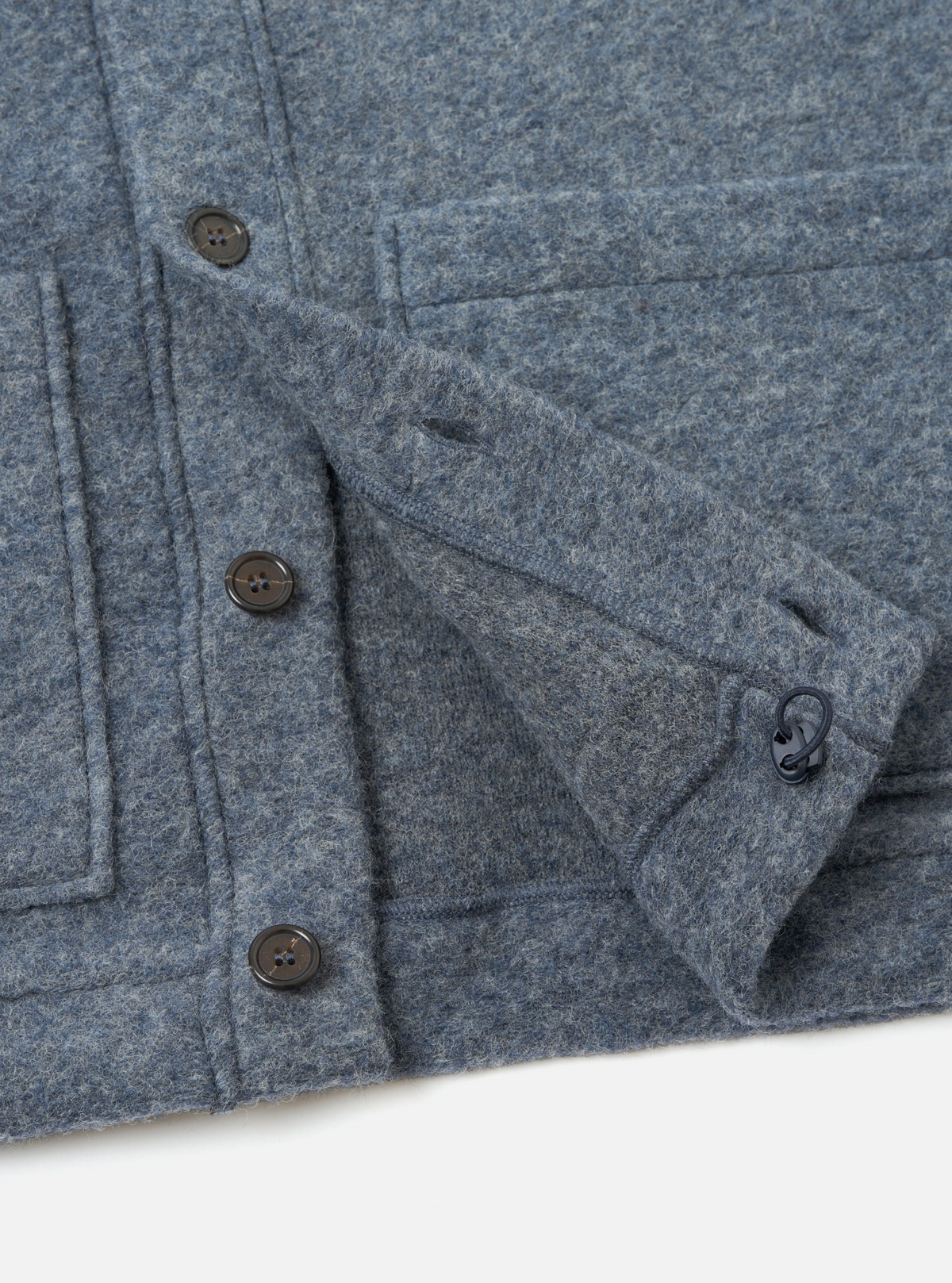 Universal Works - Advance Cardigan in Slate Blue Wool Fleece
