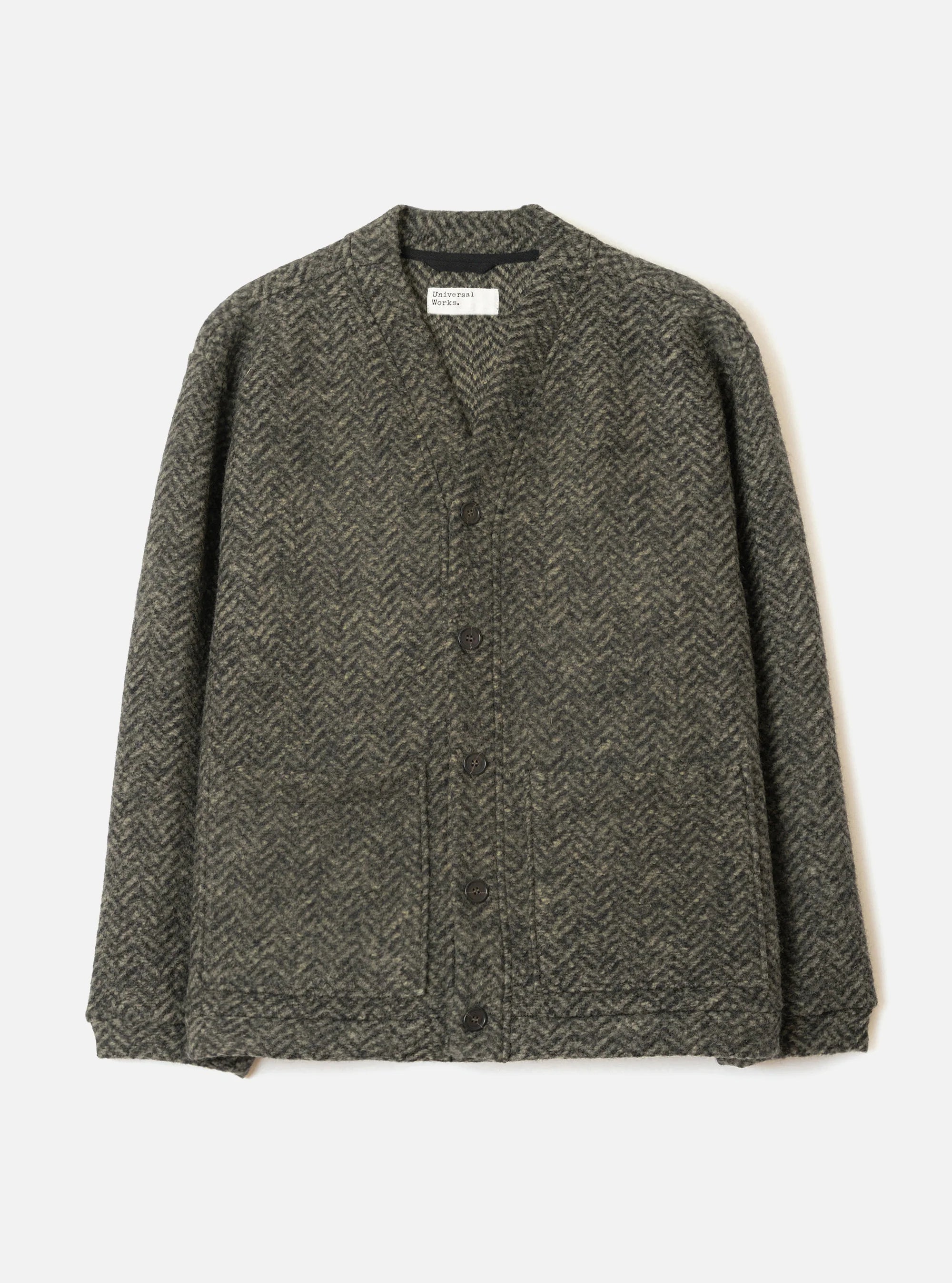 Universal Works - Advance Cardigan in Olive Raven Fleece