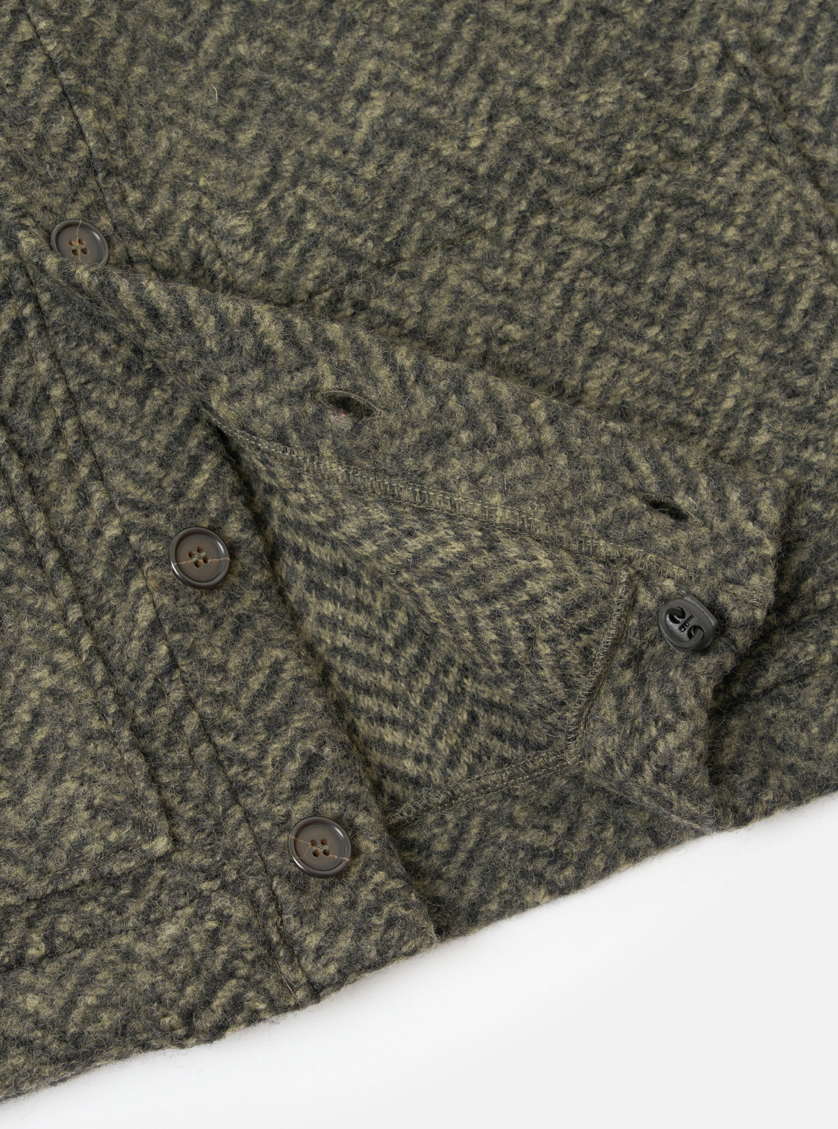 Universal Works - Advance Cardigan in Olive Raven Fleece
