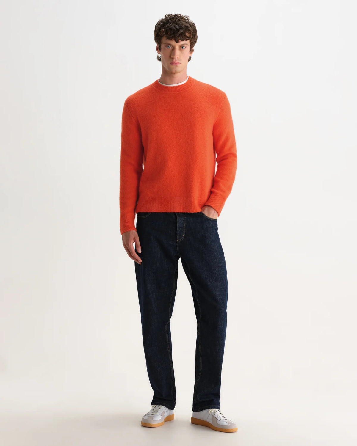 Wax London - Wilde Crewneck in Orange Fluffy Wool