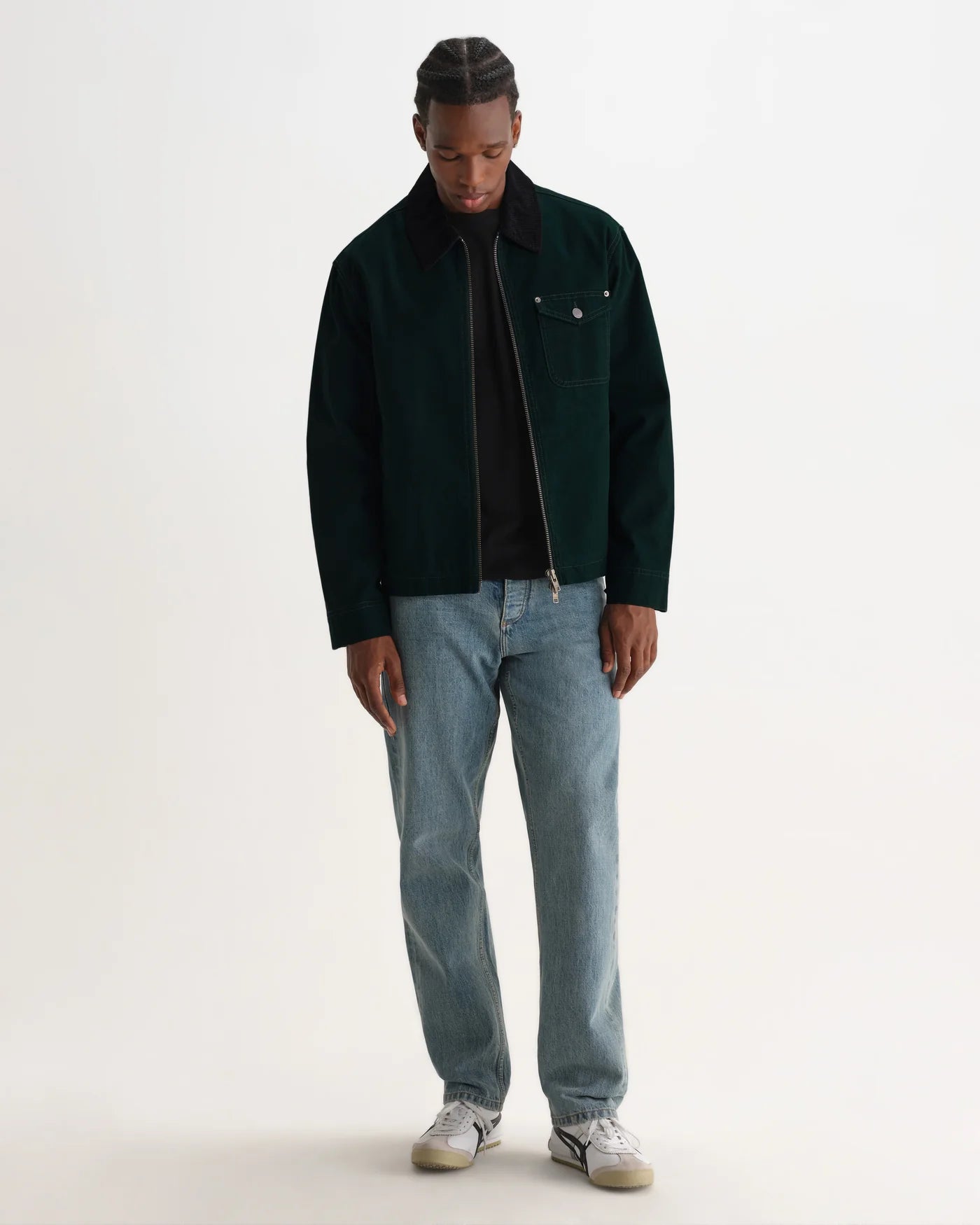 Wax London - Mason Peached Canvas Work Jacket in Dark Green
