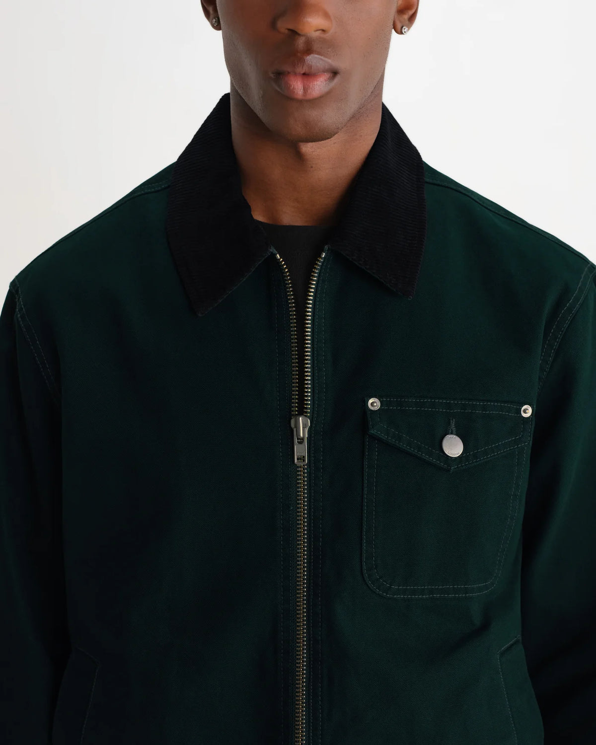 Wax London - Mason Peached Canvas Work Jacket in Dark Green