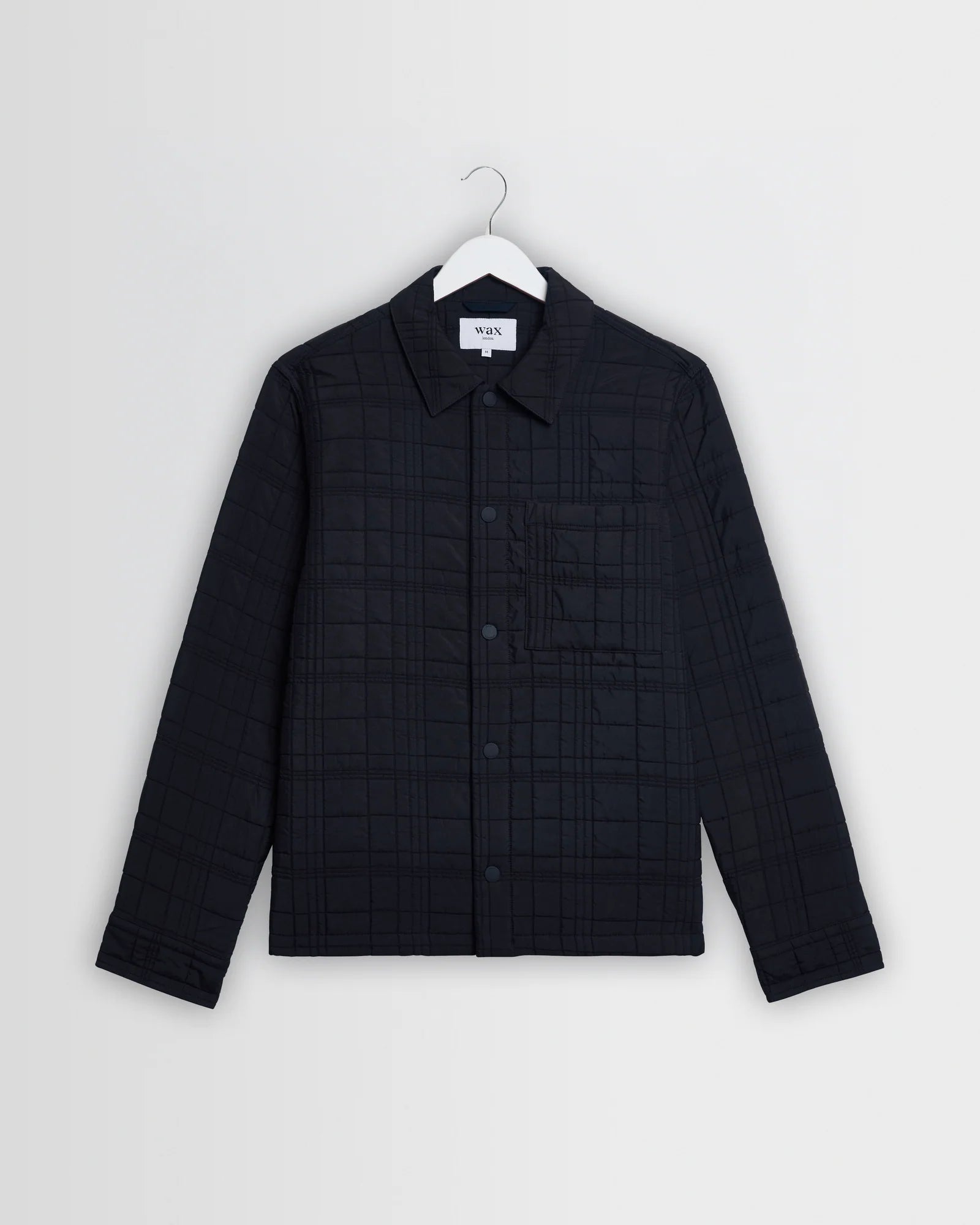 Wax London - Romer Quilted Check Overshirt in Navy