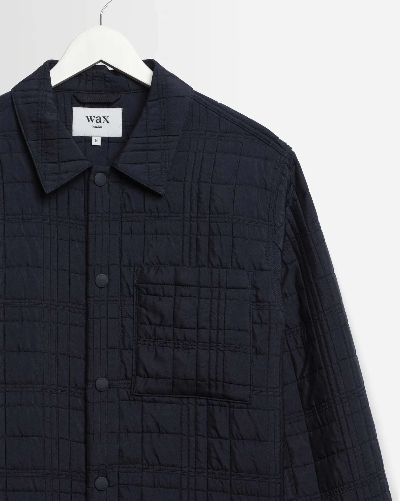 Wax London - Romer Quilted Check Overshirt in Navy