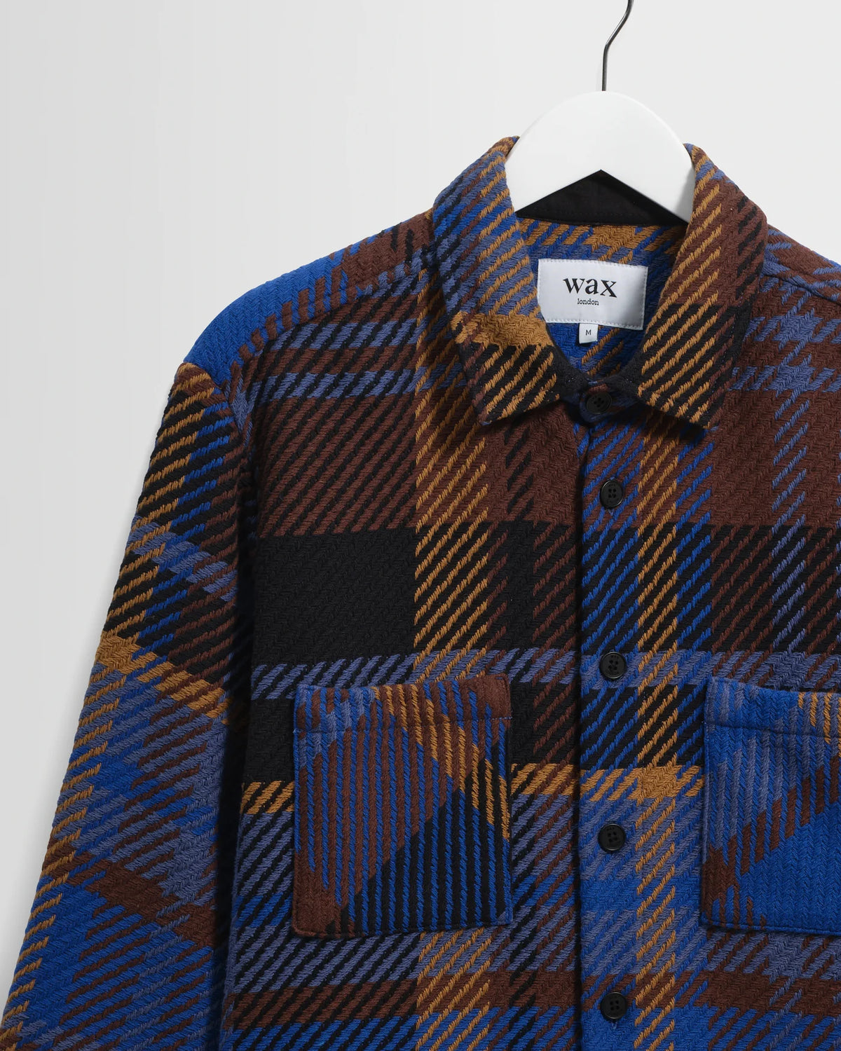 Wax London - Whiting Overshirt in Blue And Brown Bold Check