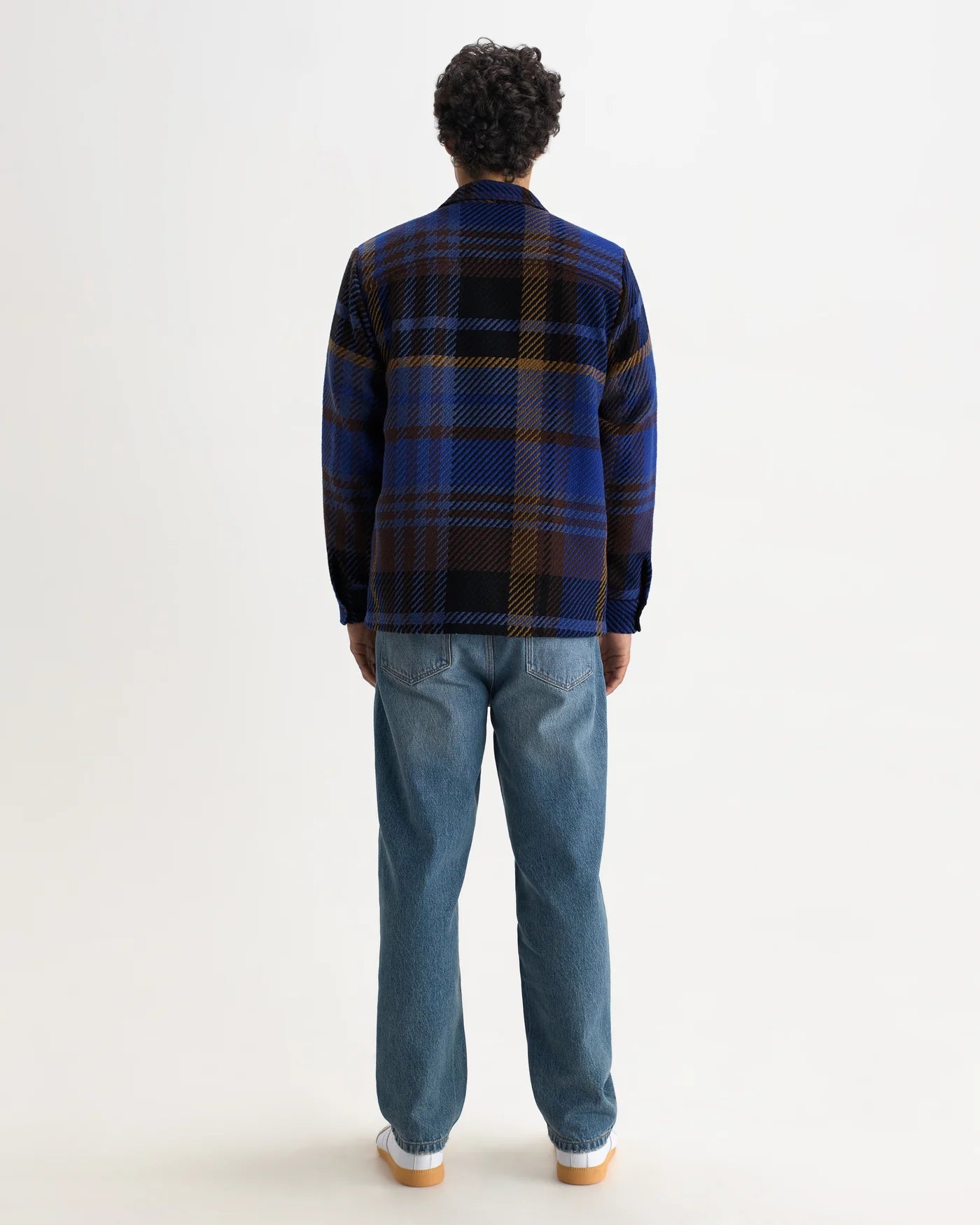 Wax London - Whiting Overshirt in Blue And Brown Bold Check