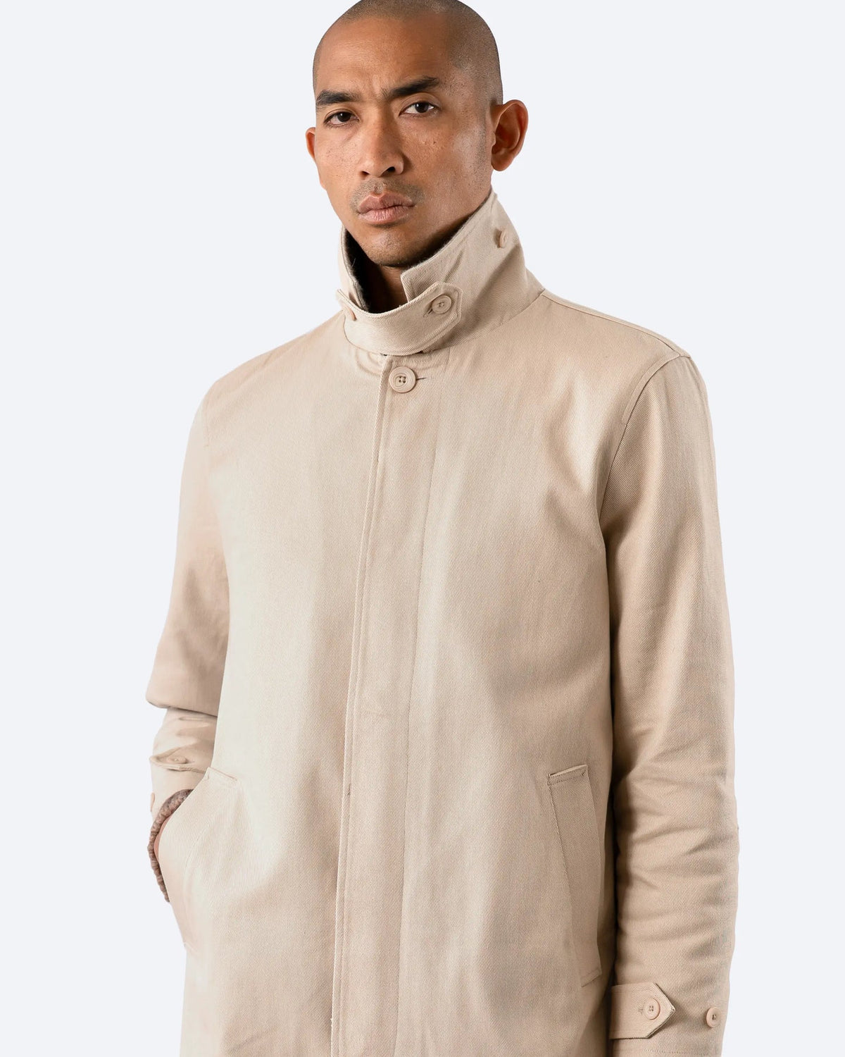 Far Afield - Bellow Car Coat in Sand Twill
