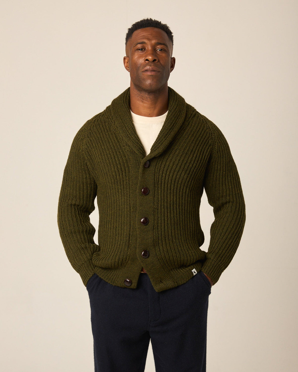 Peregrine - Wilkinson Cardigan in Olive Merino