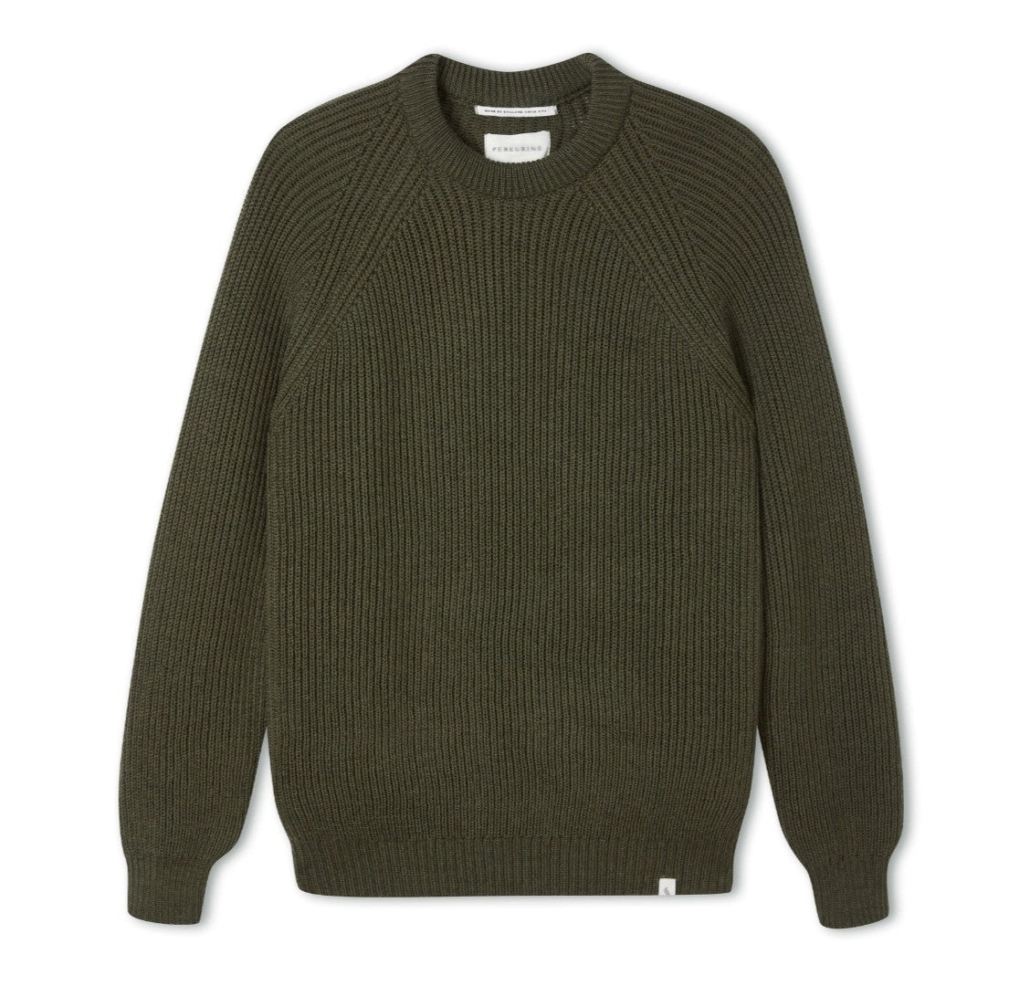 Peregrine - Ford Crew Jumper in Olive Merino