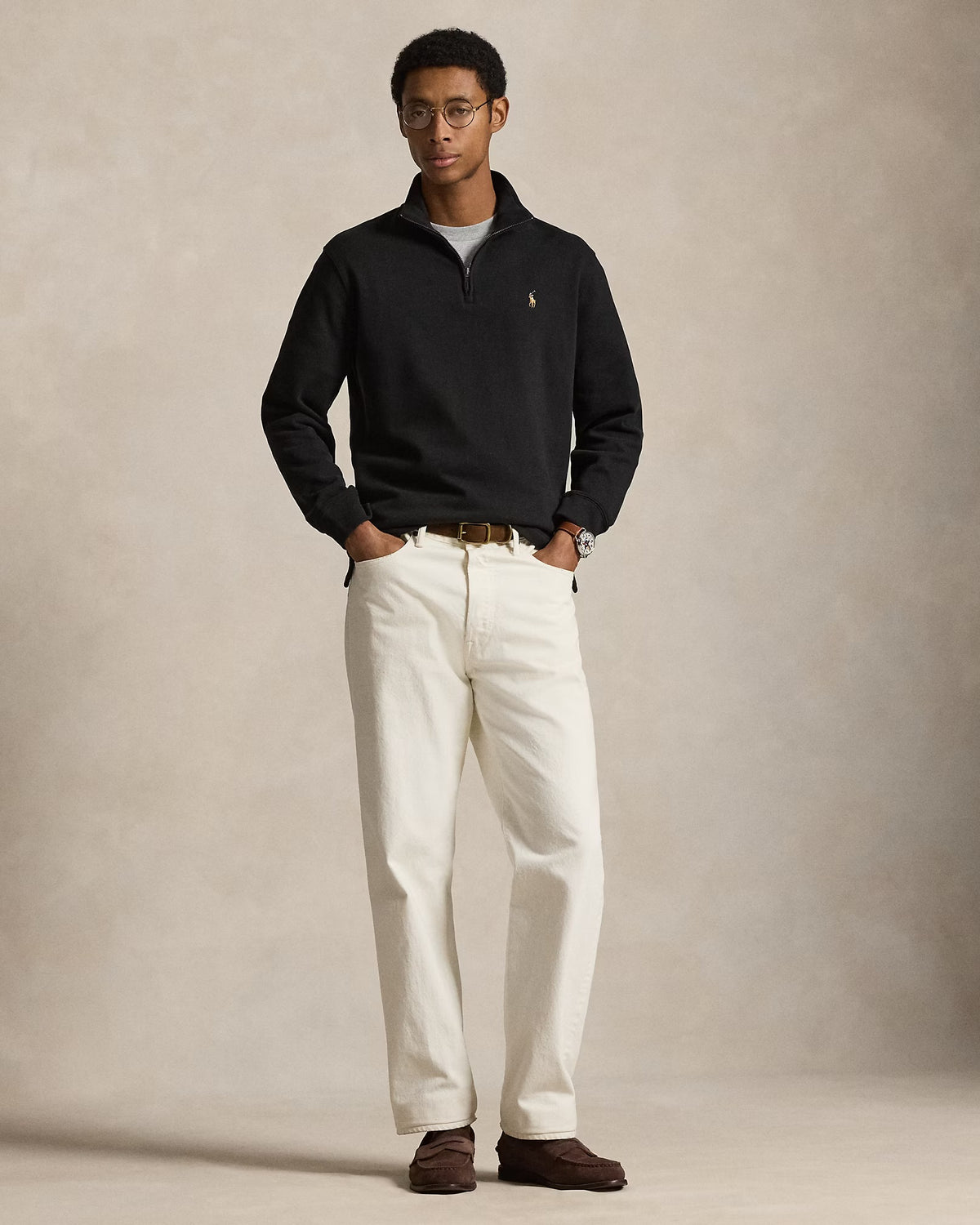 Polo Ralph Lauren - Estate-Rib Quarter-Zip Pullover in Black