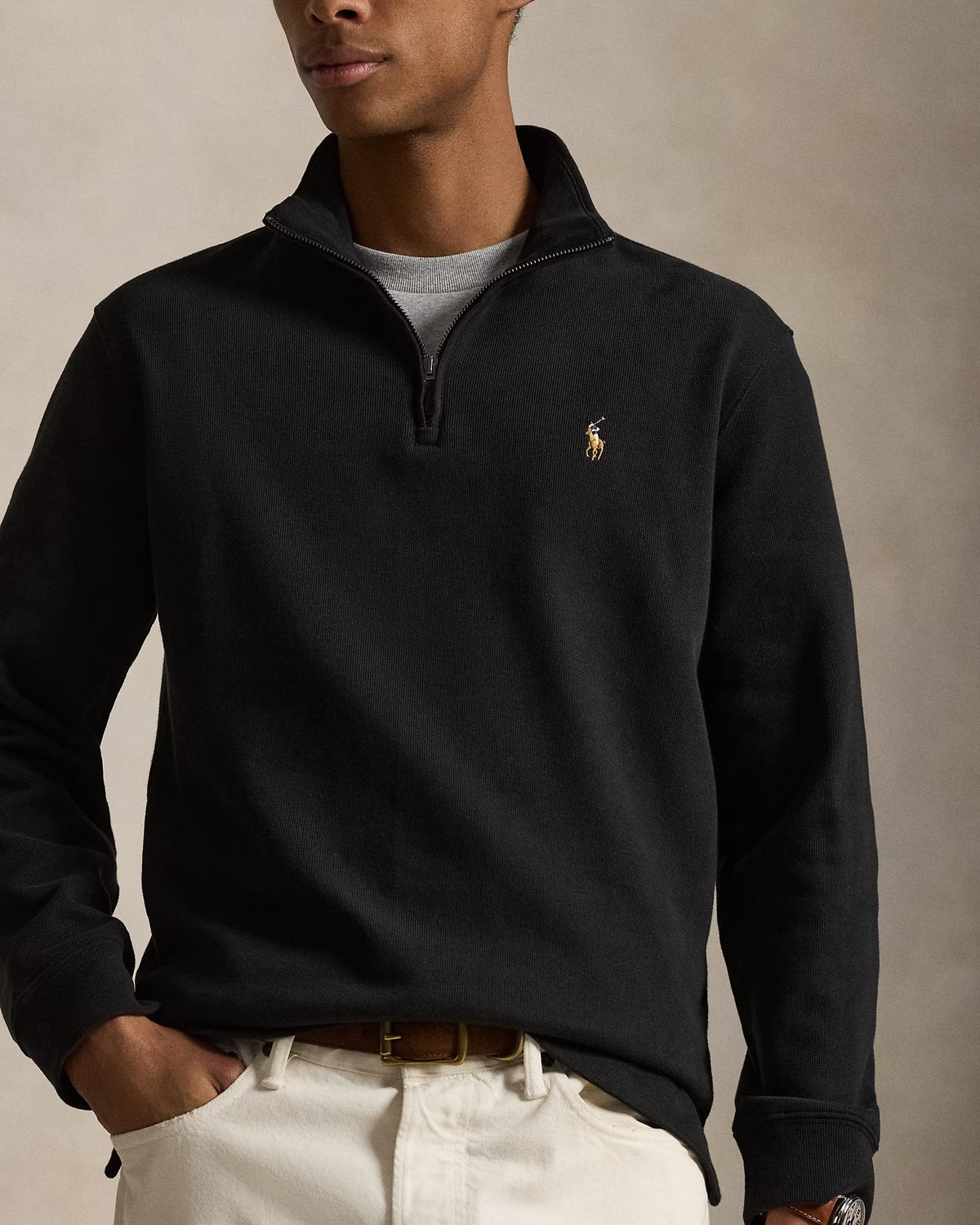 Polo Ralph Lauren - Estate-Rib Quarter-Zip Pullover in Black