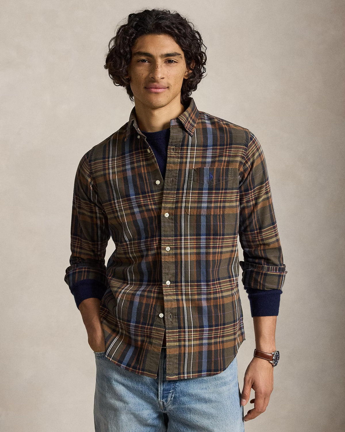 Polo Ralph Lauren - Classic Fit Plaid Oxford Shirt in Green and Brown