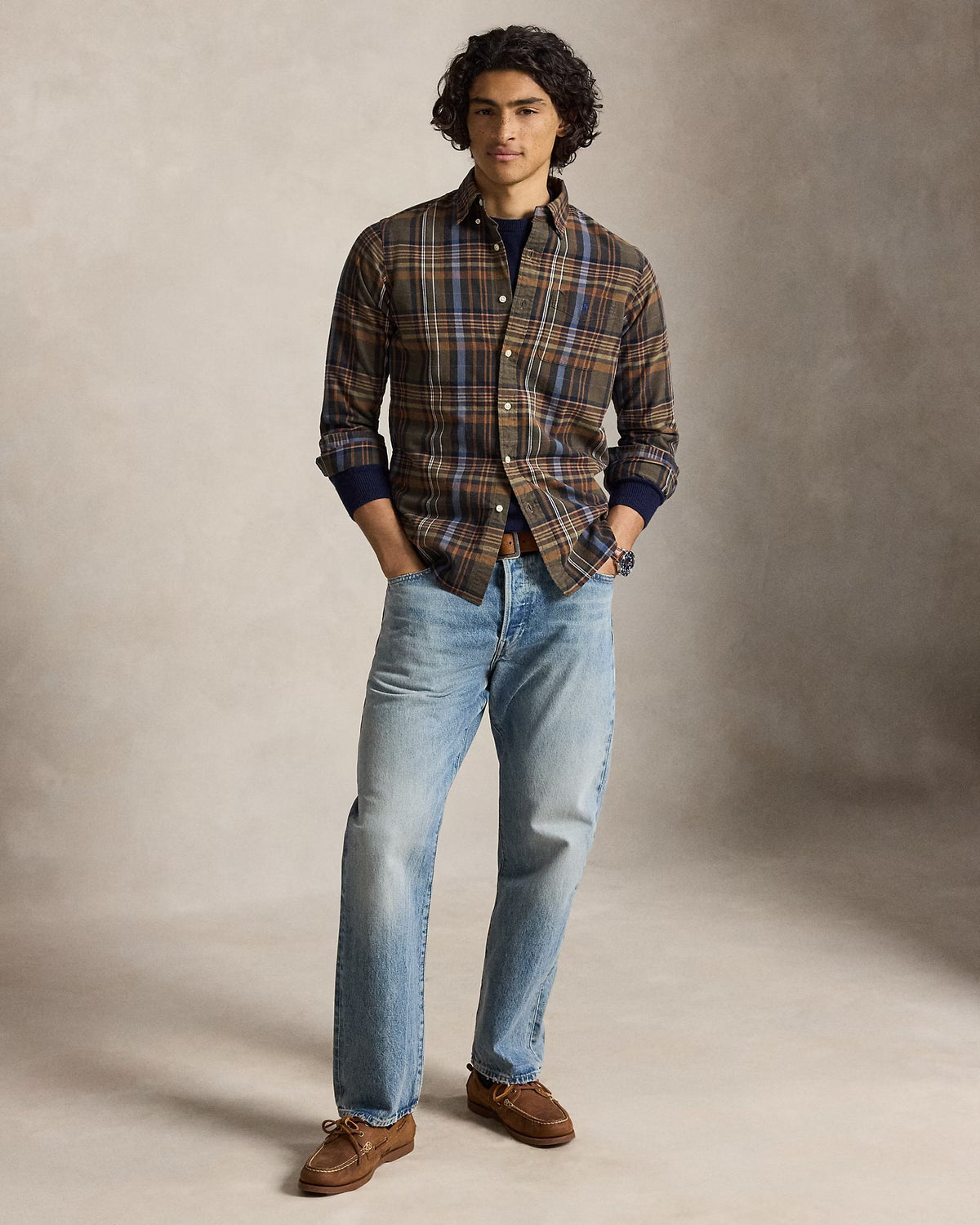Polo Ralph Lauren - Classic Fit Plaid Oxford Shirt in Green and Brown